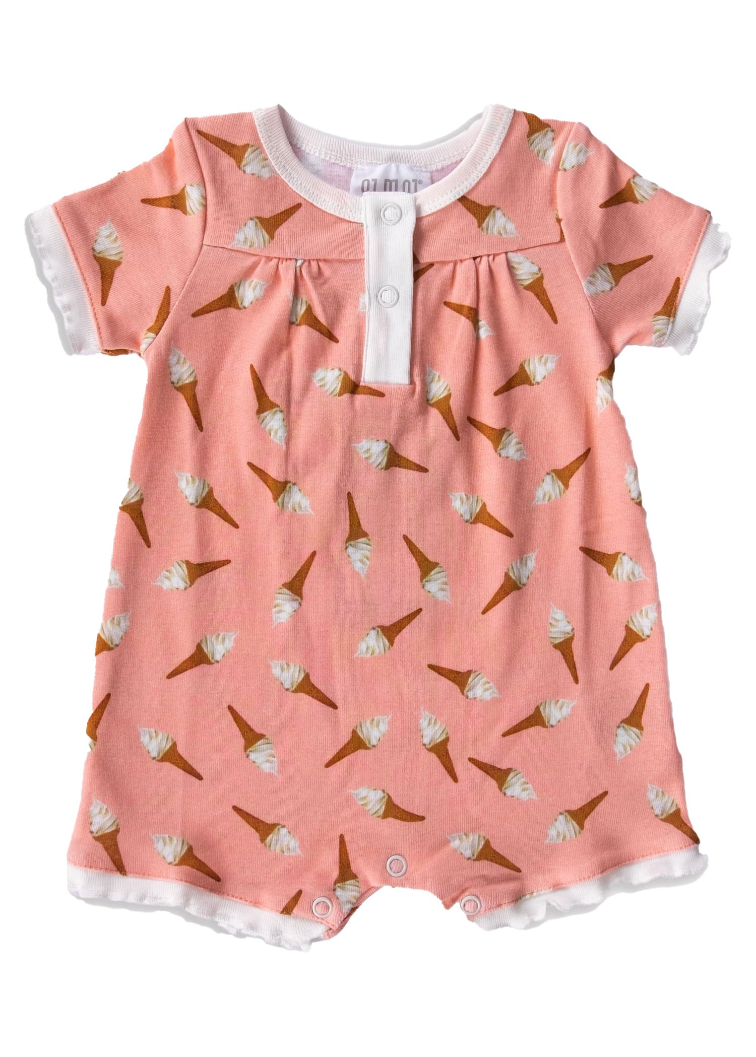 Organic Ice Cream Patterned Pink Baby Girl Bodysuit & Jumpsuit