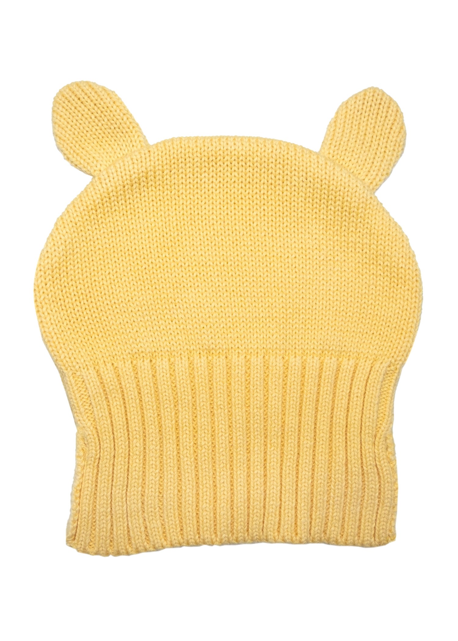 Organic Knitwear Knitted Yellow Baby Beanie with Ear Decoration