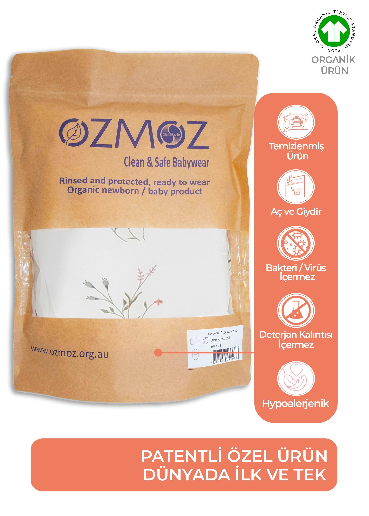 Clean&Safe Organik Steril Temizlenmiş Aksesuar Seti-3 Parça
