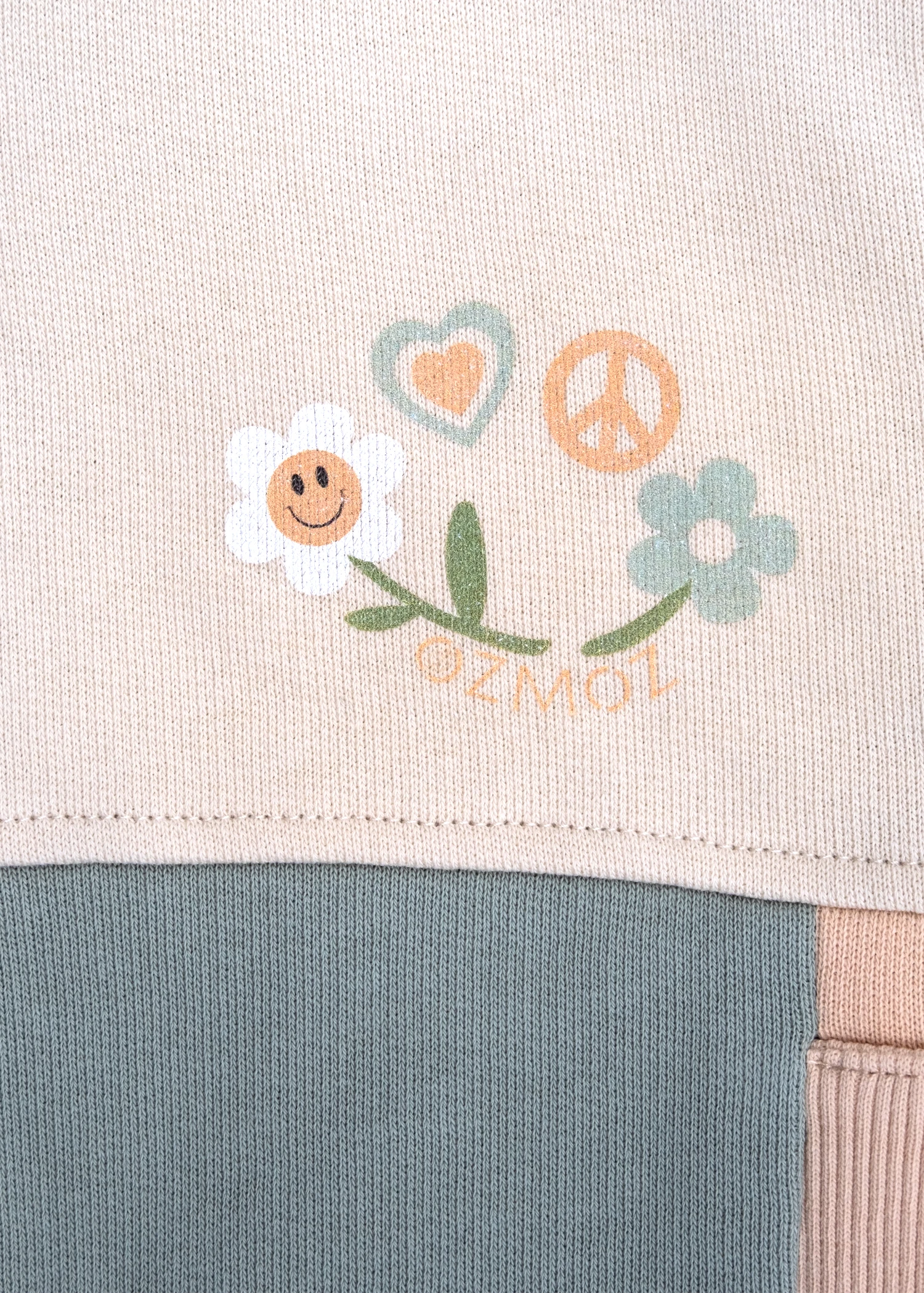 Organik Kapüşonlu Baskılı Yeşil Kışlık Kız Çocuk Ceket