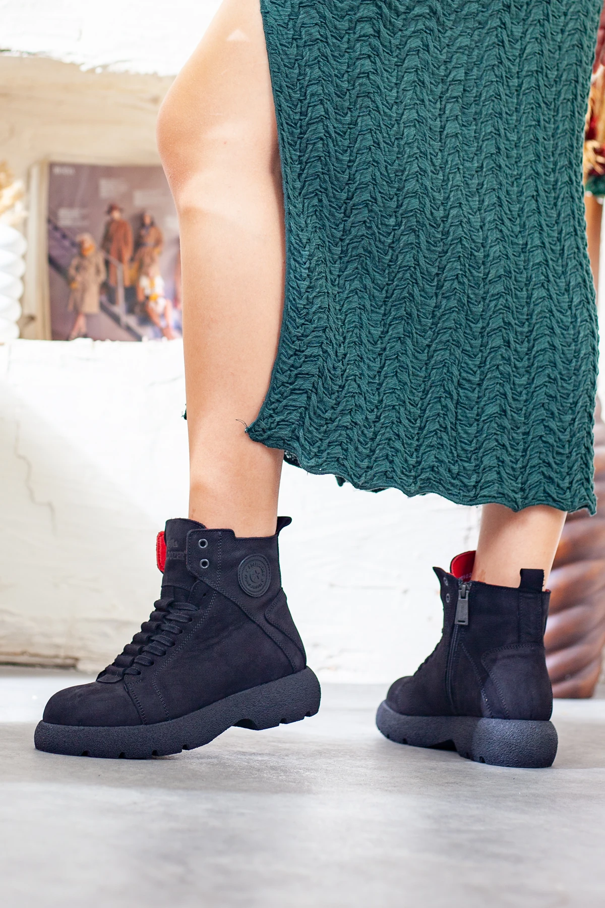 Kadın Hakiki Deri Ekstra Rahat Kaymaz Taban Günlük Bot