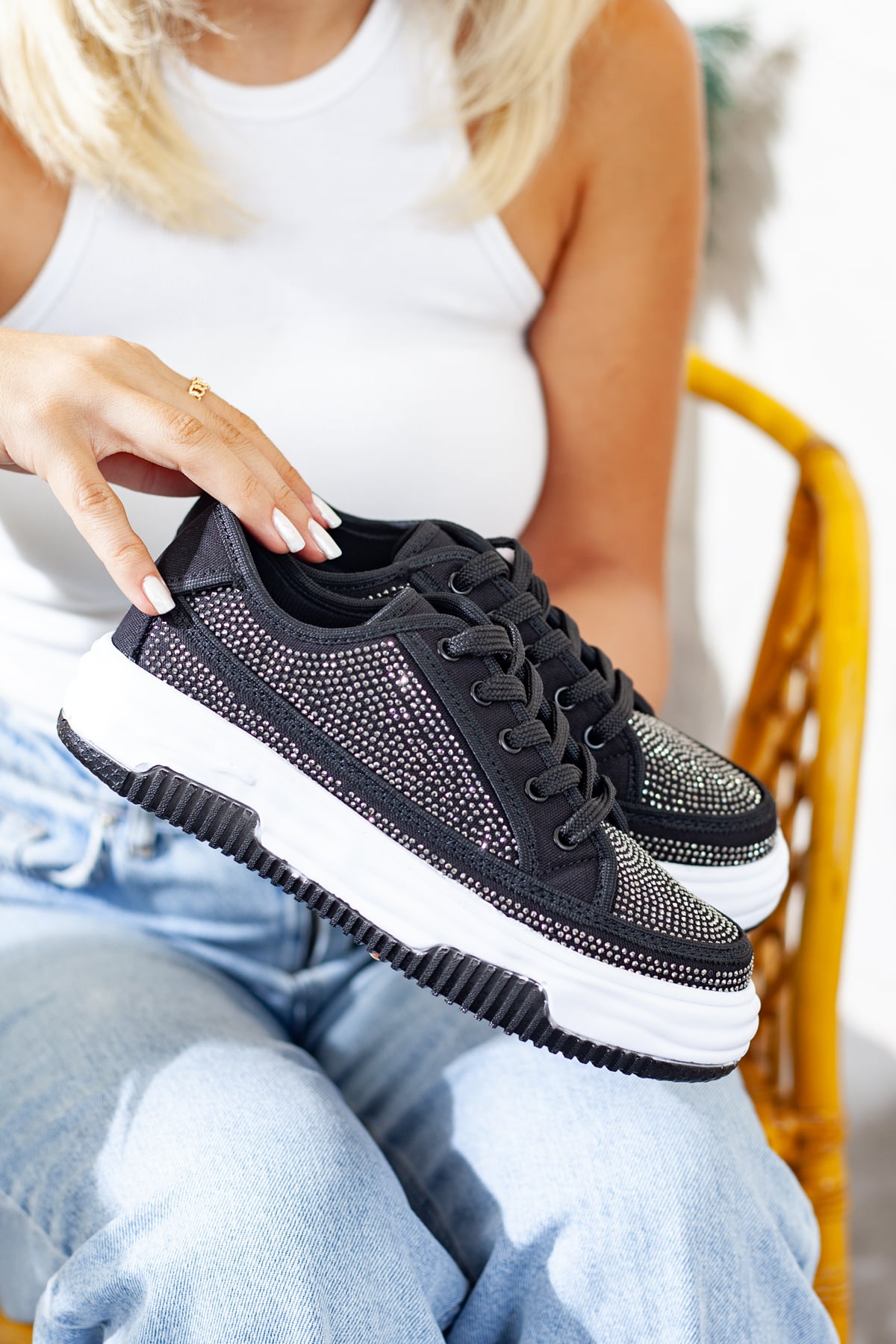 Kadın Taş Detaylı Hafif Sneaker