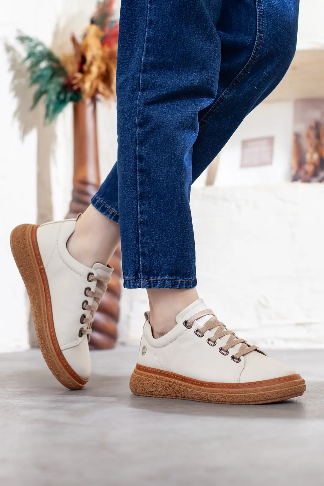 Mammamia Kadın Hakiki Deri Bağcıklı Ayakkabı