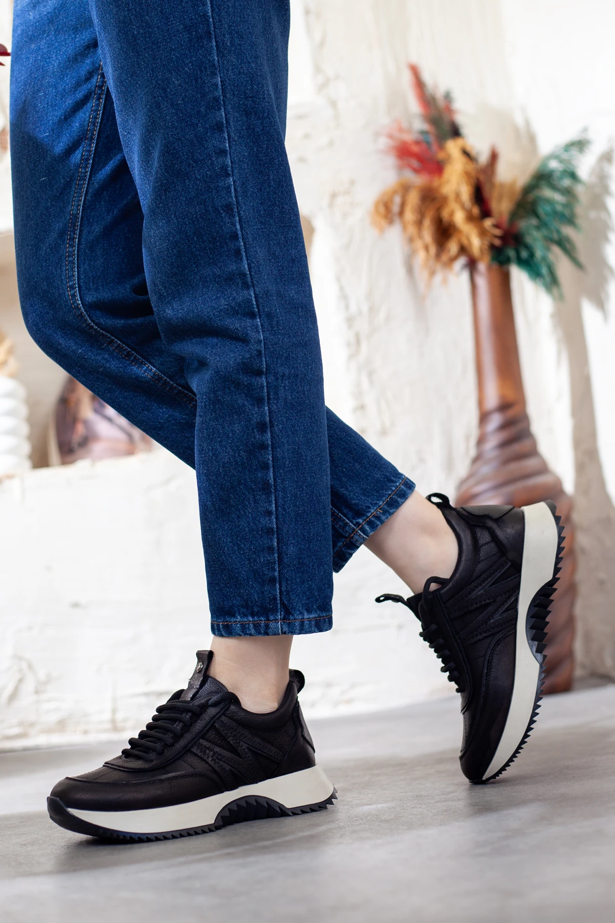 Mammamia Hakiki Deri Kalın Taban Günlük Ayakkabı