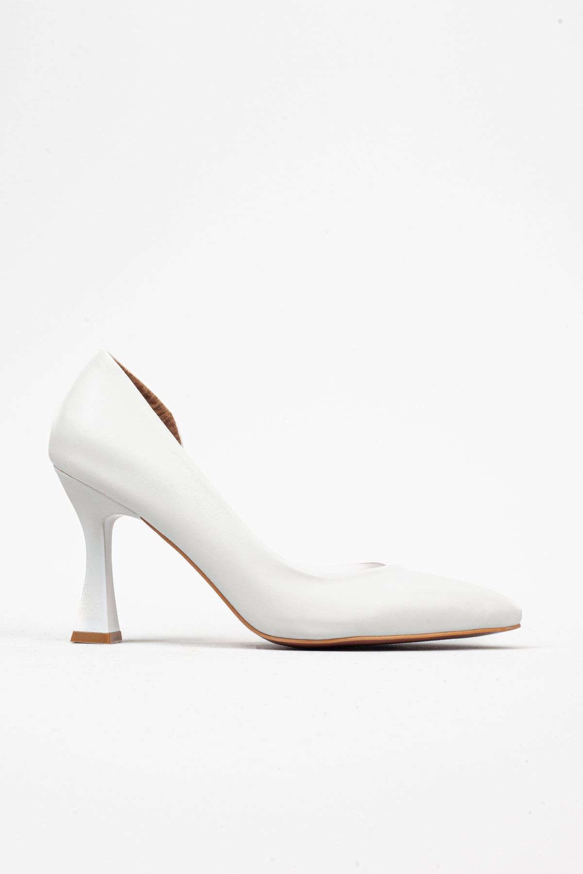 Kadın Beyaz Yanı Şeffaf 10 cm Topuklu Ayakkabı