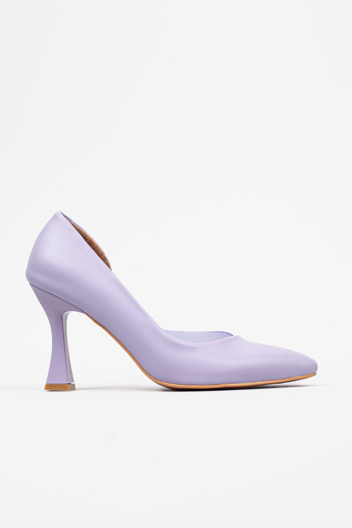 Kadın Lila Yanı Şeffaf 10 cm Topuklu Ayakkabı