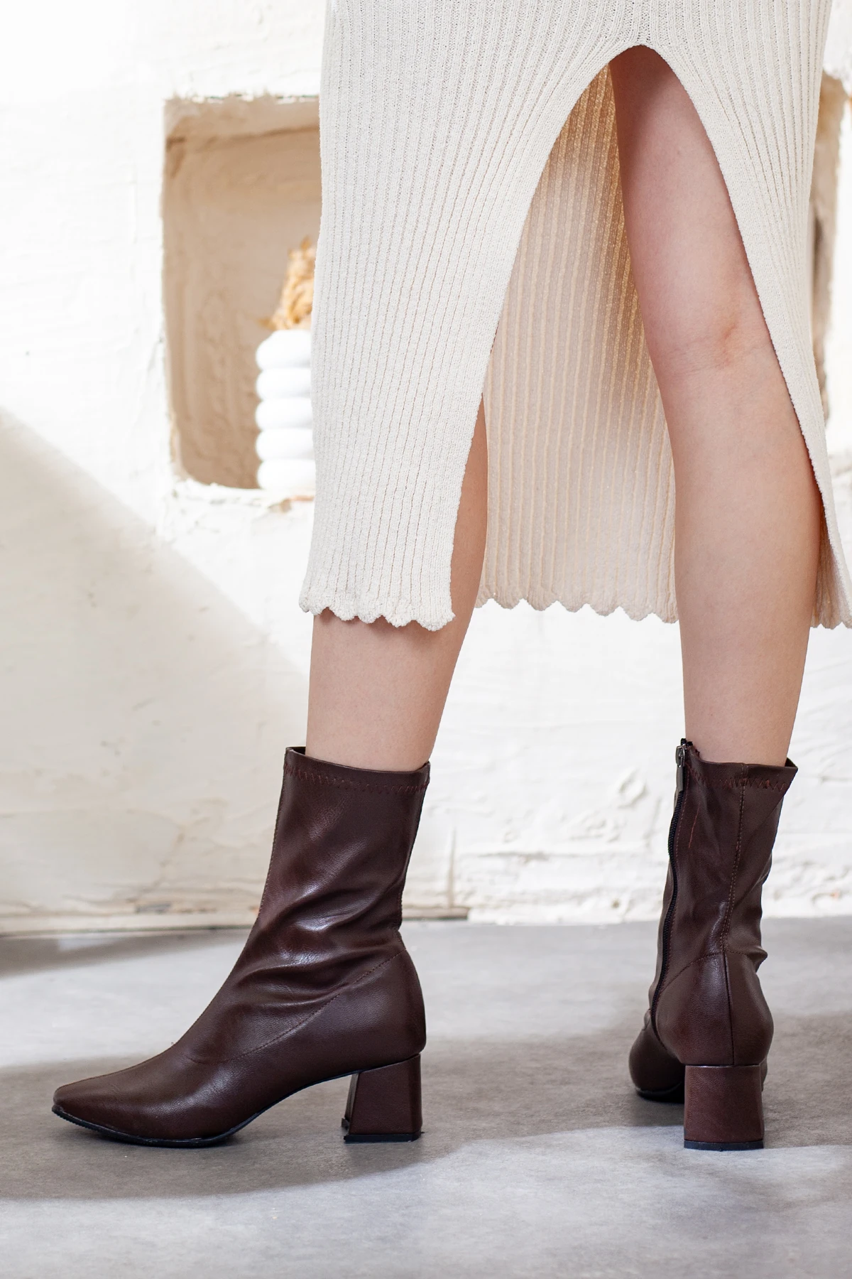 Kadın Yandan Fermuarlı Topuklu Bot