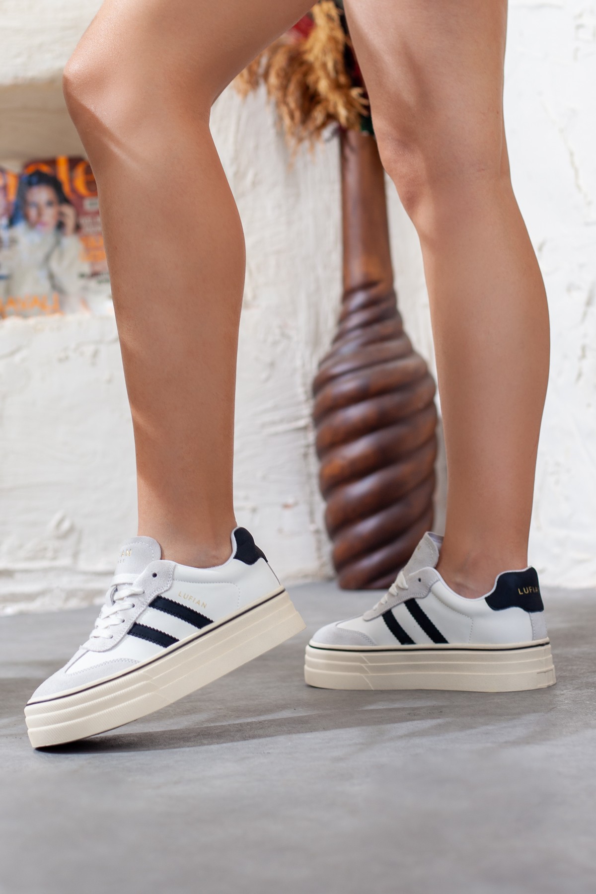 Kadın Kalın Tabanlı Beyaz Sneaker