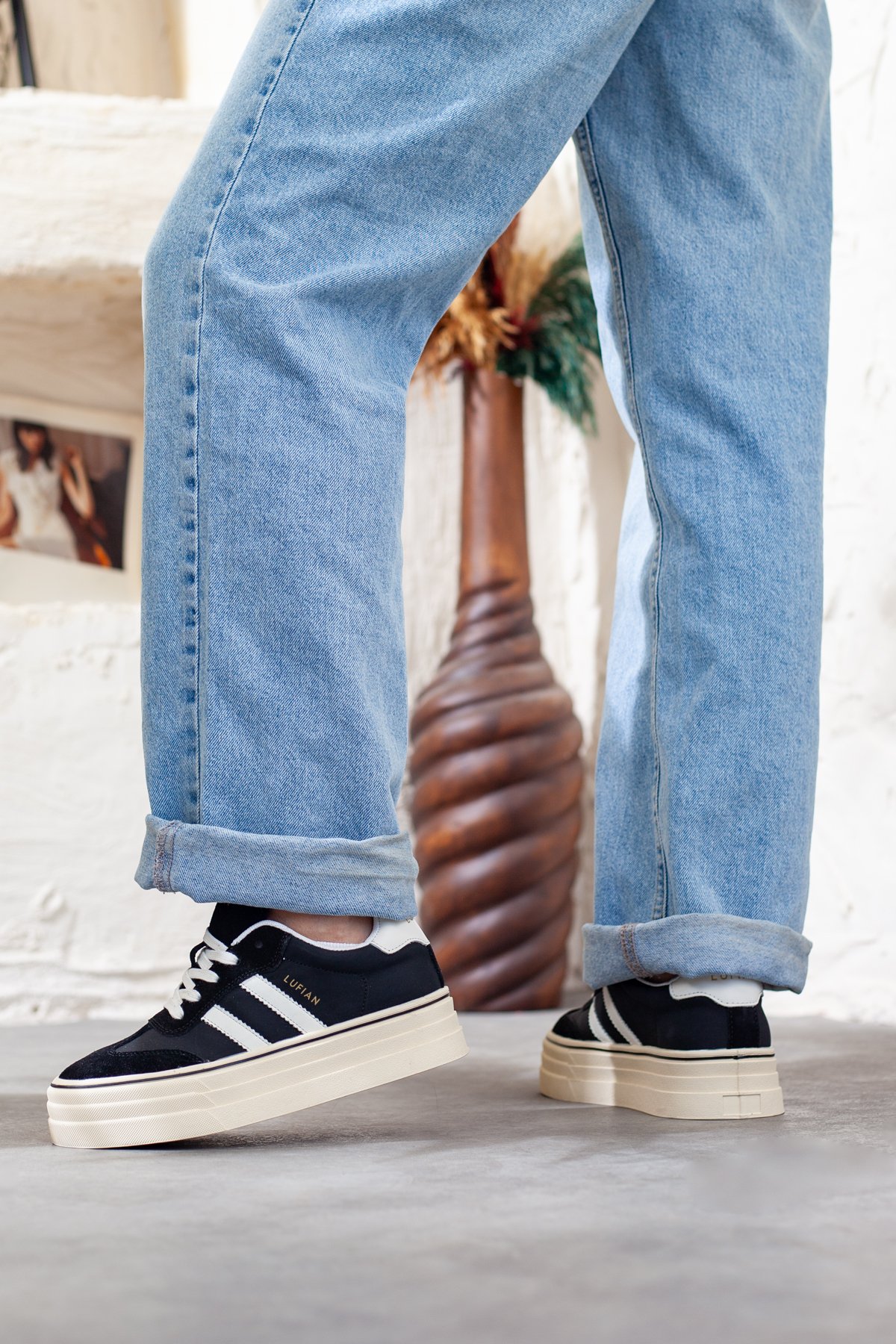 Kadın Kalın Tabanlı Siyah Sneaker