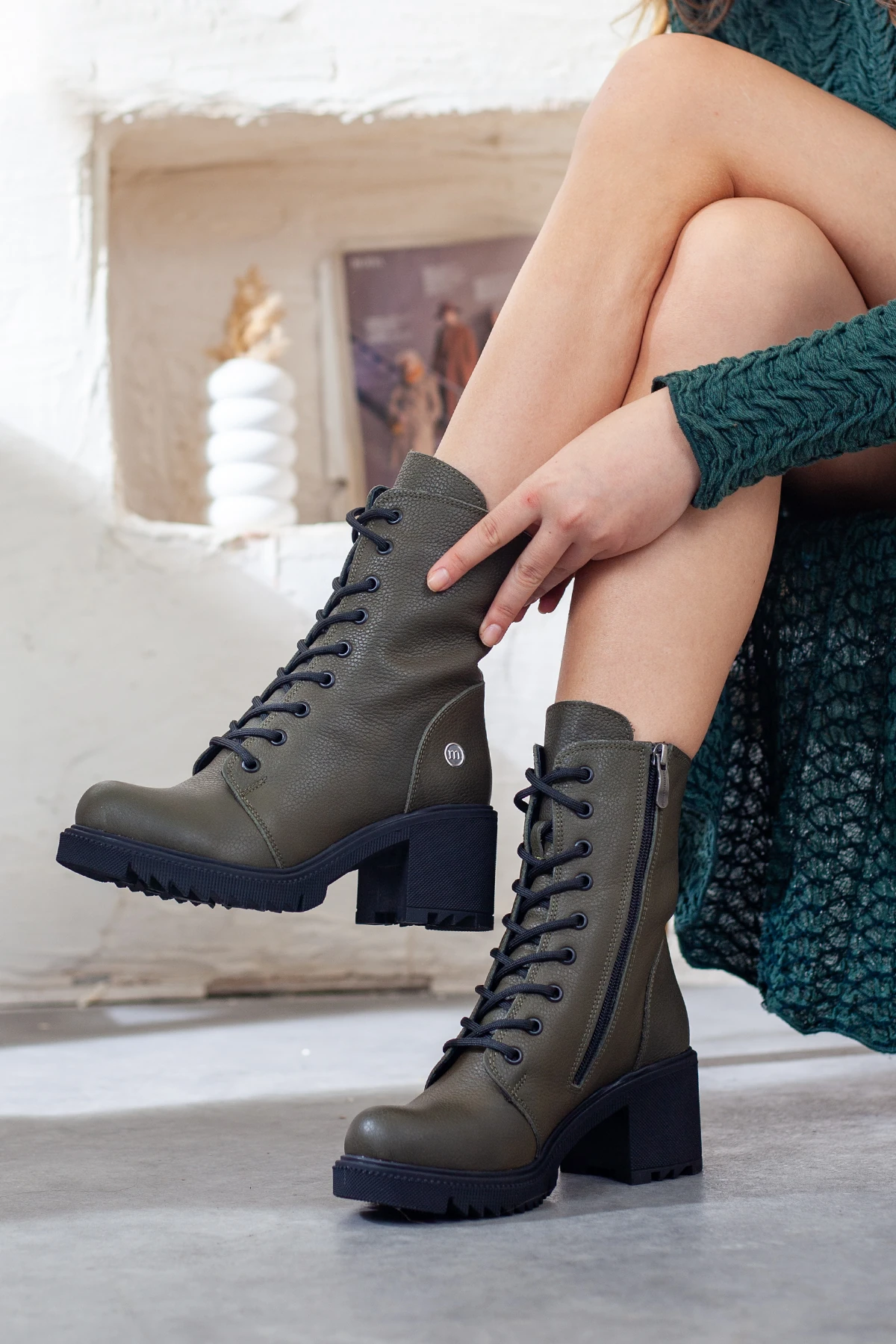 Mammamia Hakiki Deri Kaymaz Taban Topuklu Postal Bot