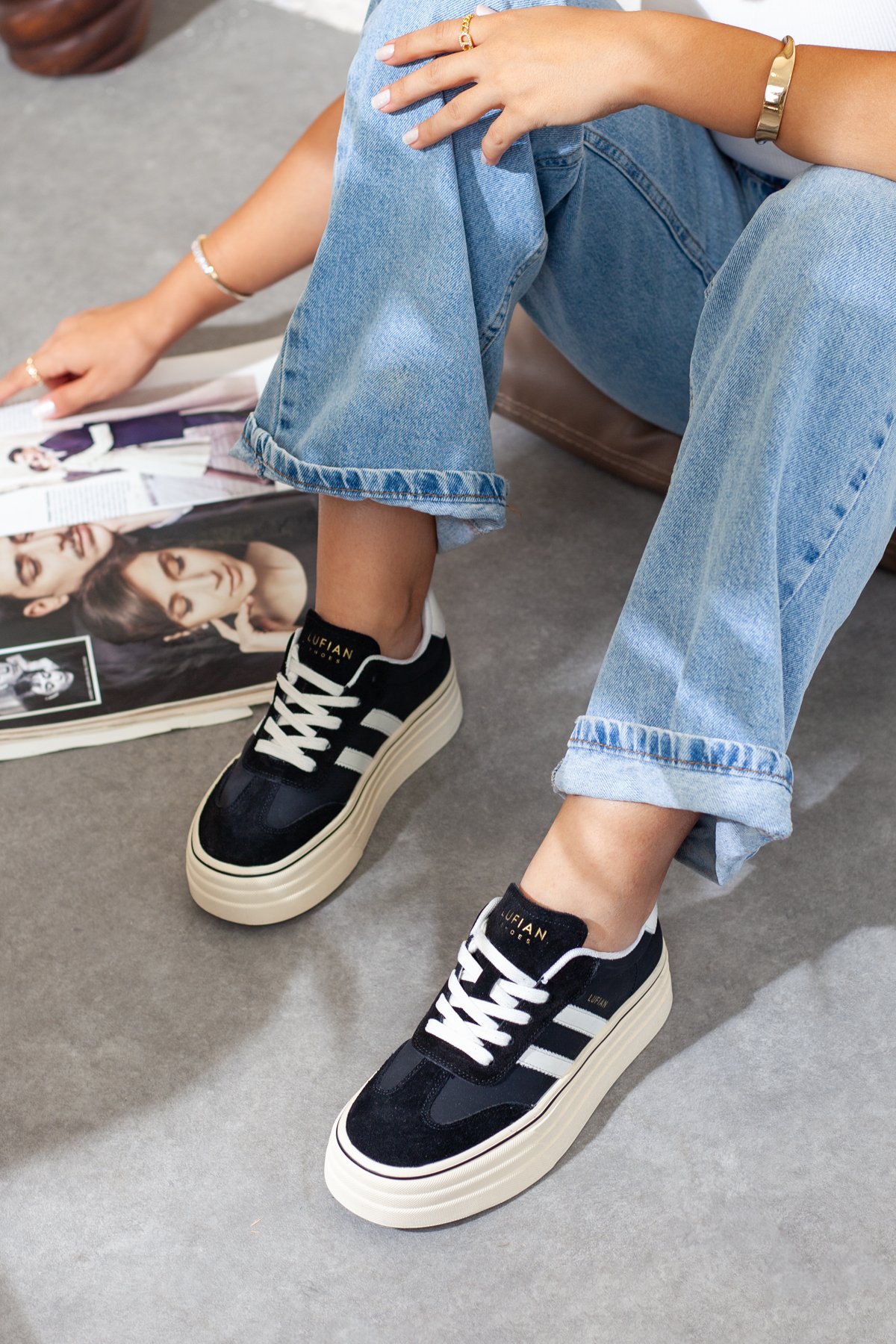 Kadın Kalın Tabanlı Siyah Sneaker