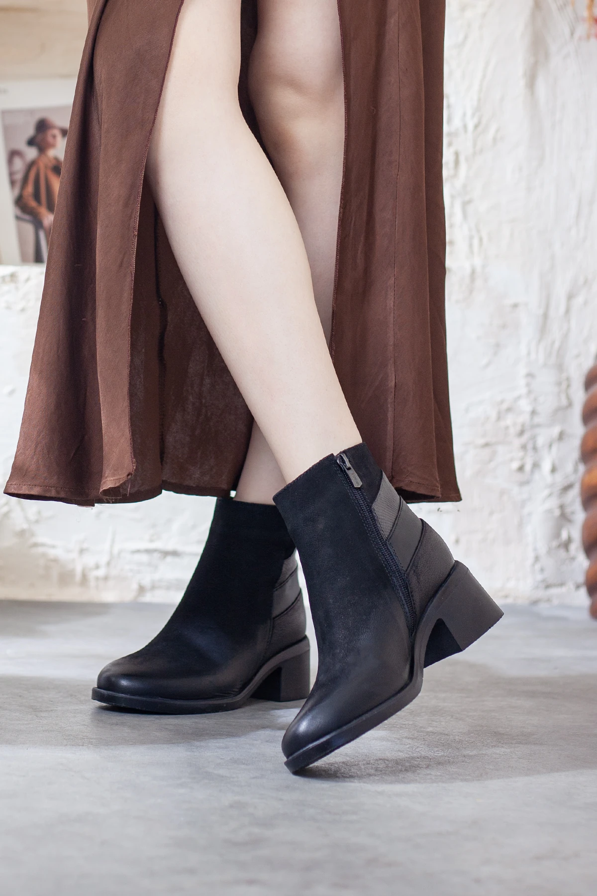 Kadın Hakiki Deri Ekstra Rahat Topuklu Bot
