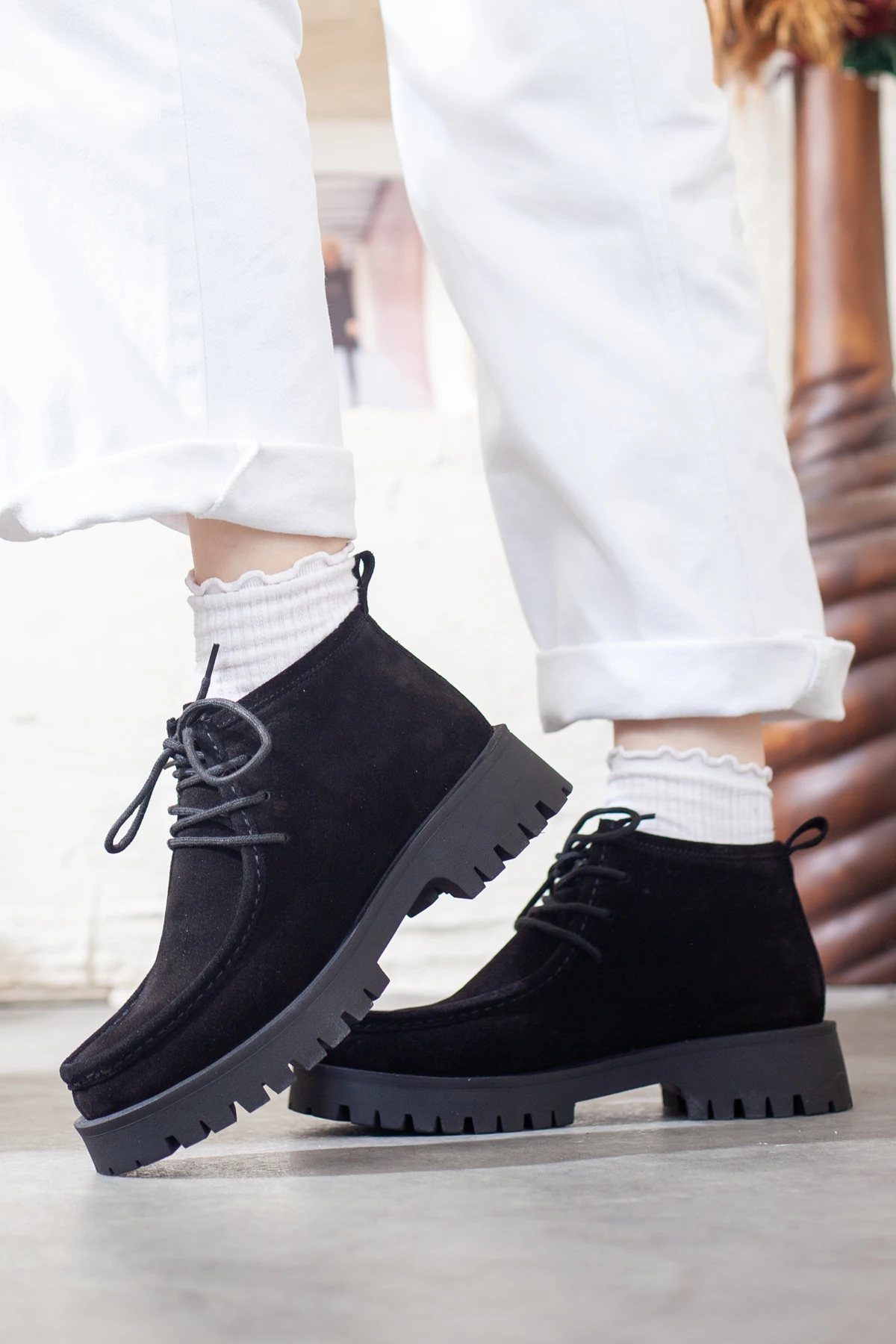 Kadın Hakiki Deri Kalın Tabanlı Bot