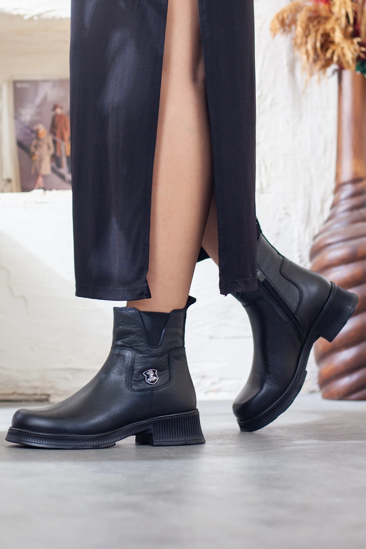 Kadın Hakiki Deri Kaymaz Taban Günlük Bot