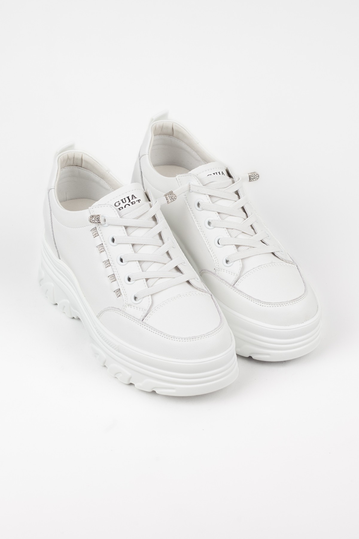Kadın Kalın Taban Gizli Topuklu Beyaz Sneaker