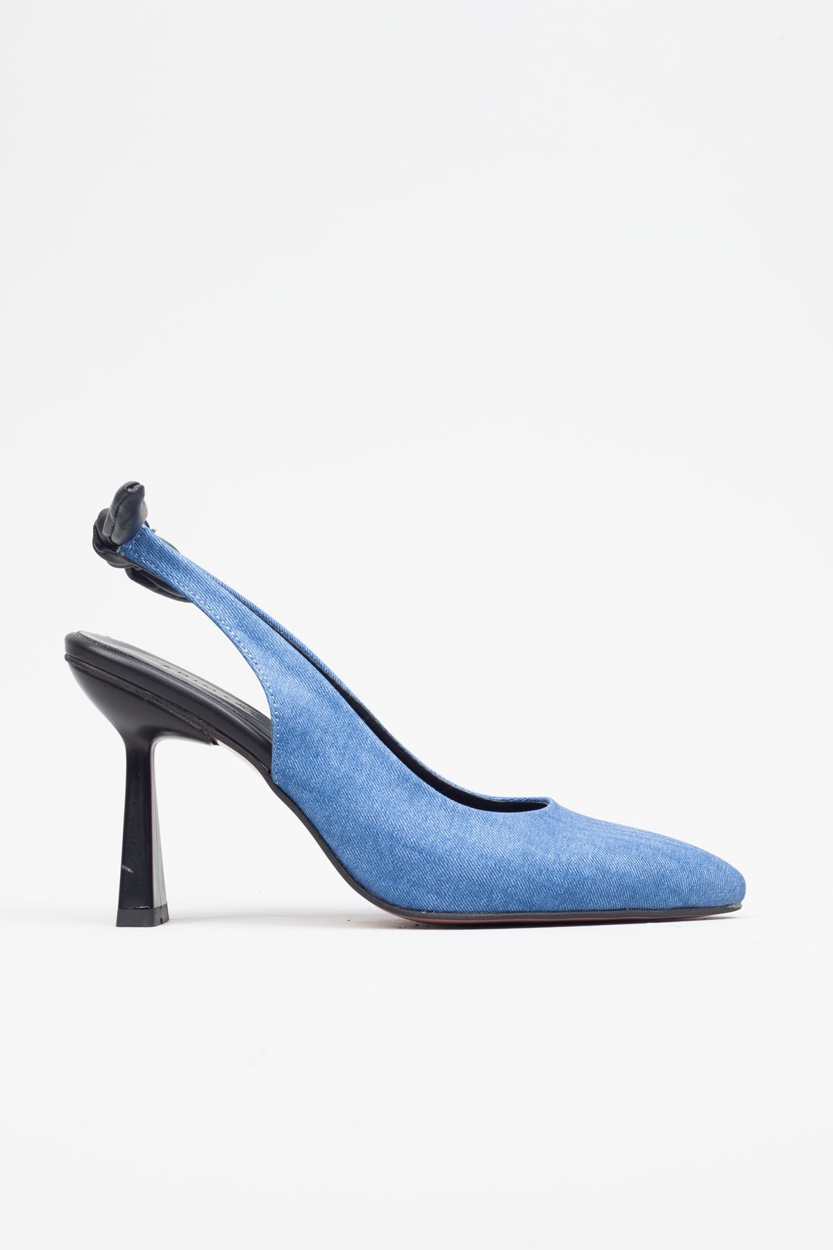 Arkası Fiyonklu Kot Mavi Kadın Topuklu Ayakkabı