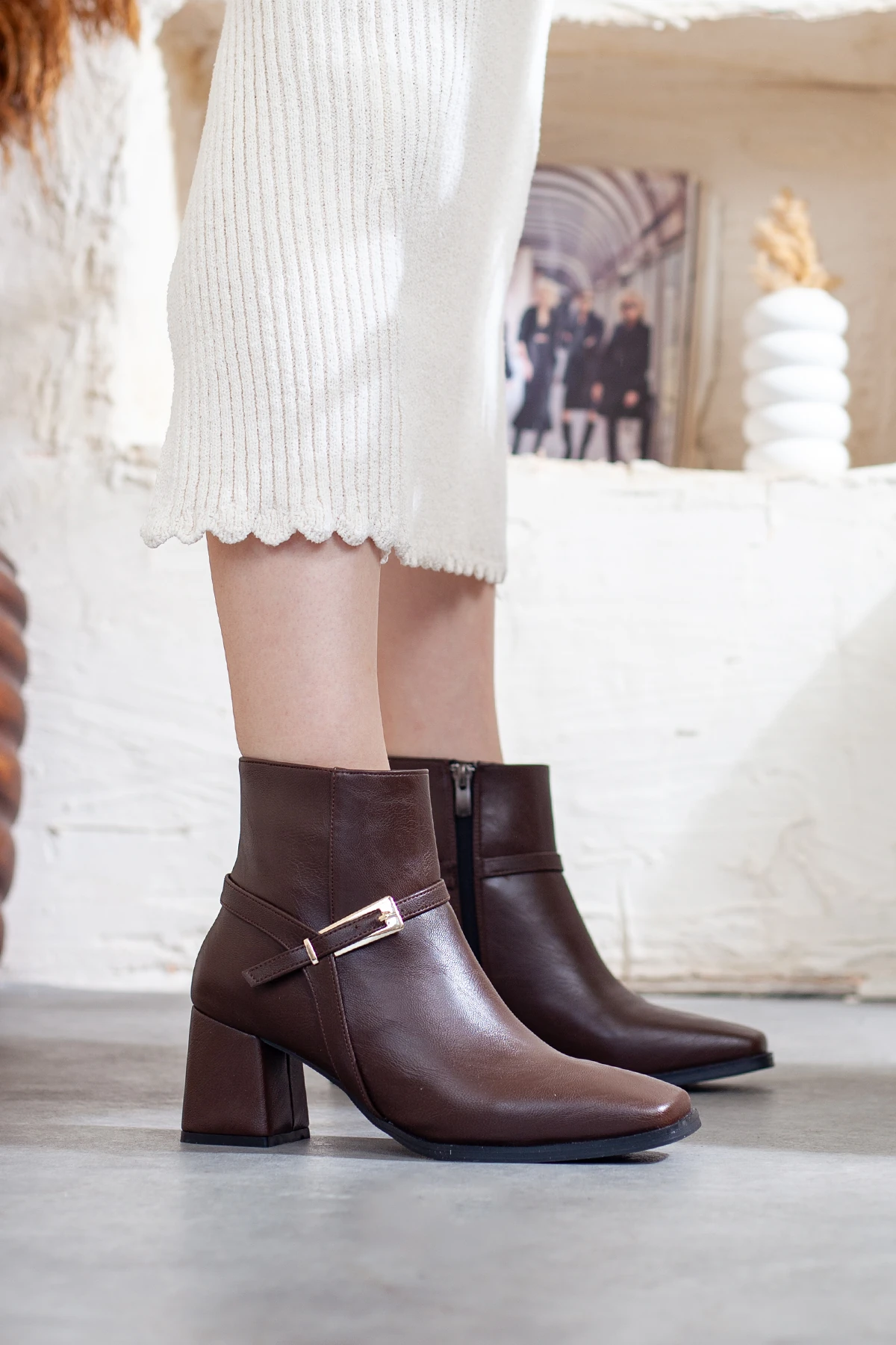 Kadın Yandan Fermuarlı Topuklu Bot