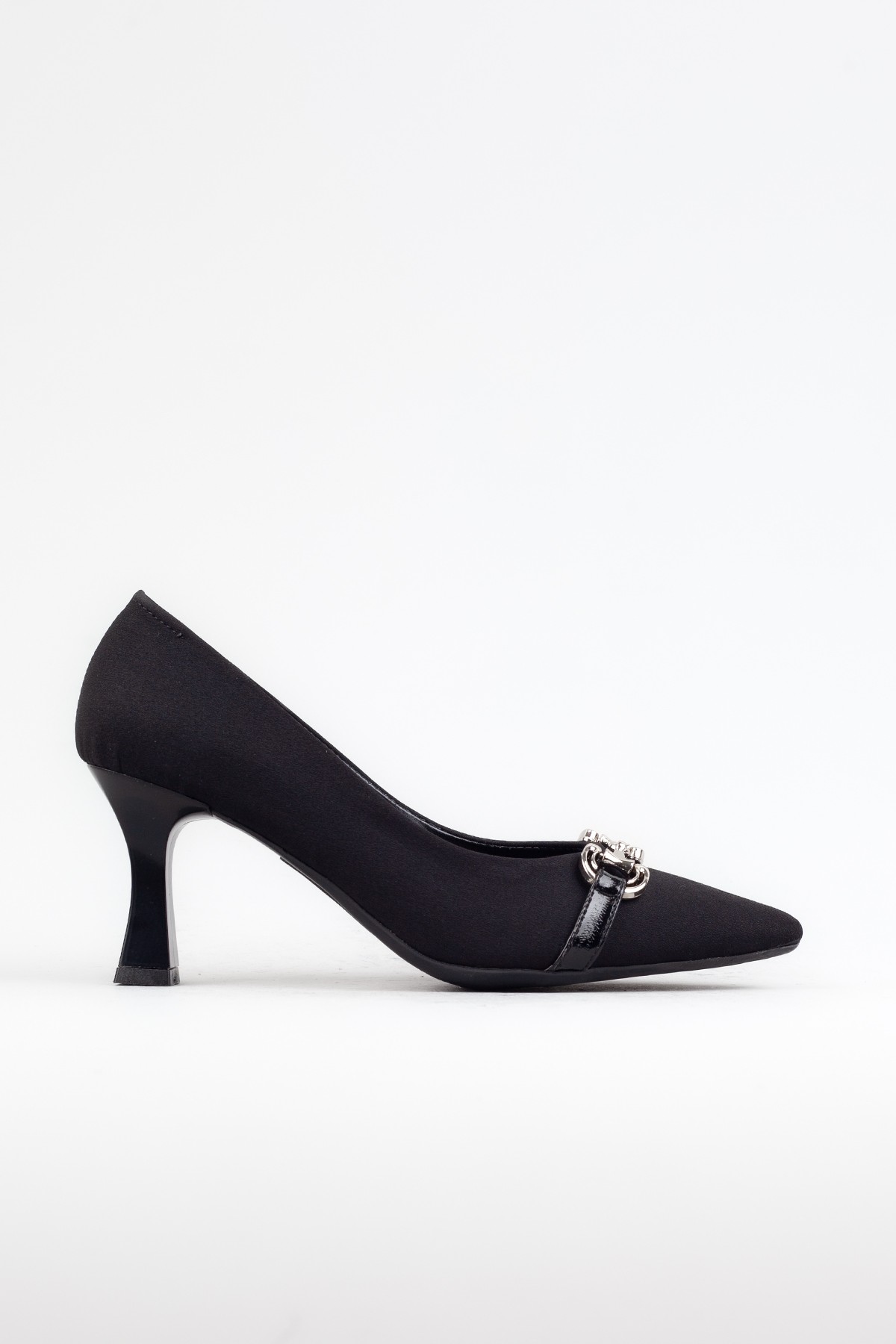 Kadın Siyah Saten Klasik Topuklu Ayakkabı