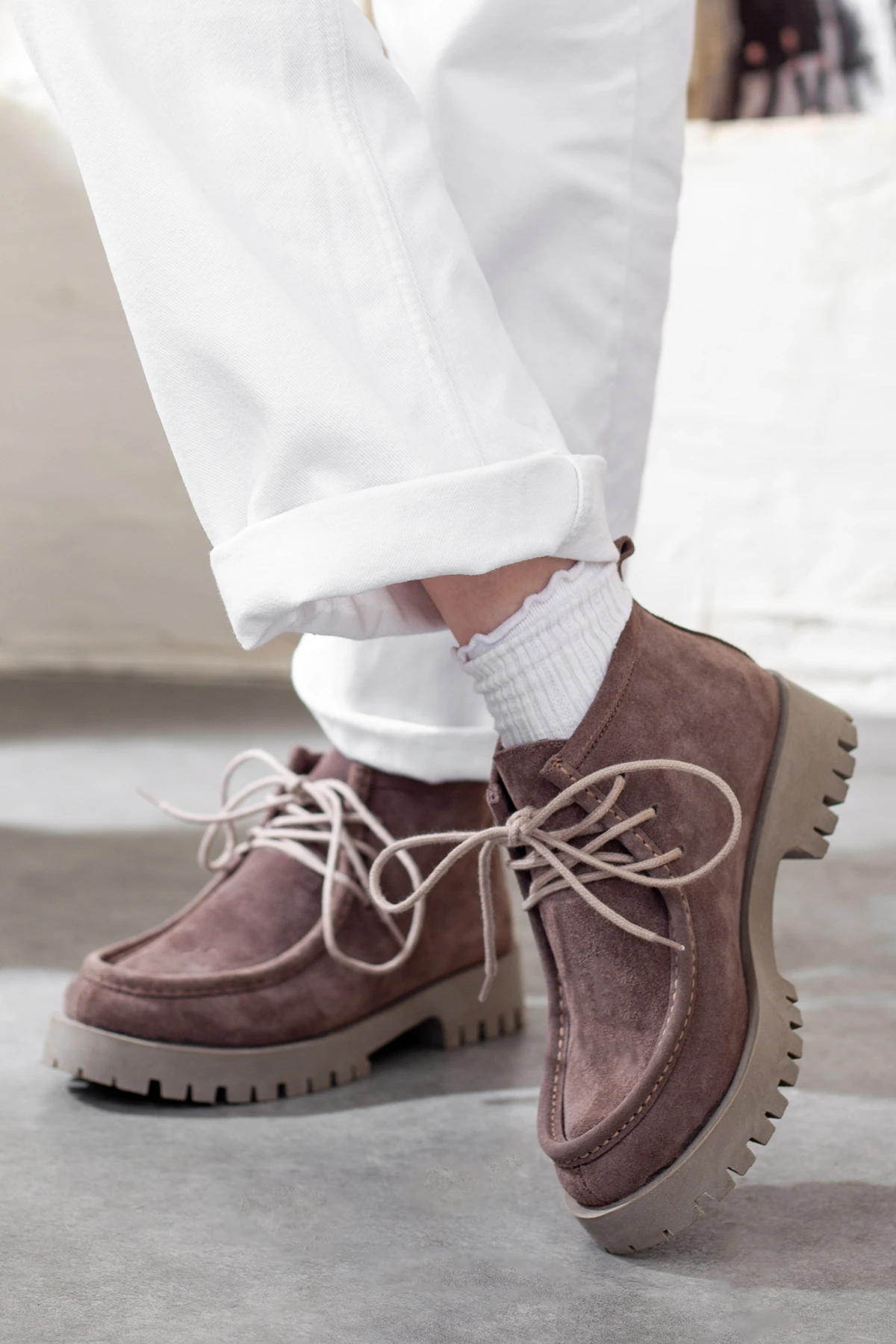 Kadın Hakiki Deri Kalın Tabanlı Bot