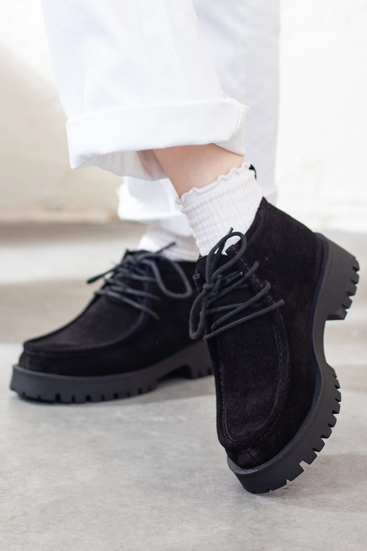 Kadın Hakiki Deri Kalın Tabanlı Bot