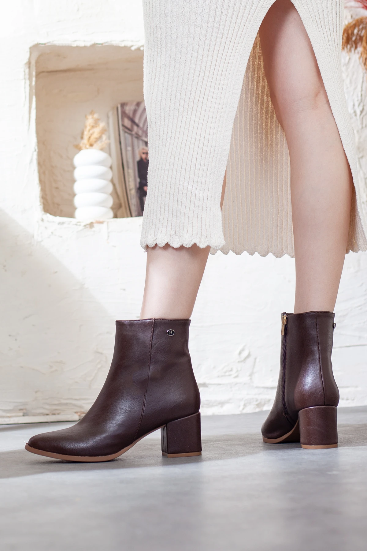 Kadın Yandan Fermuarlı Topuklu Bot