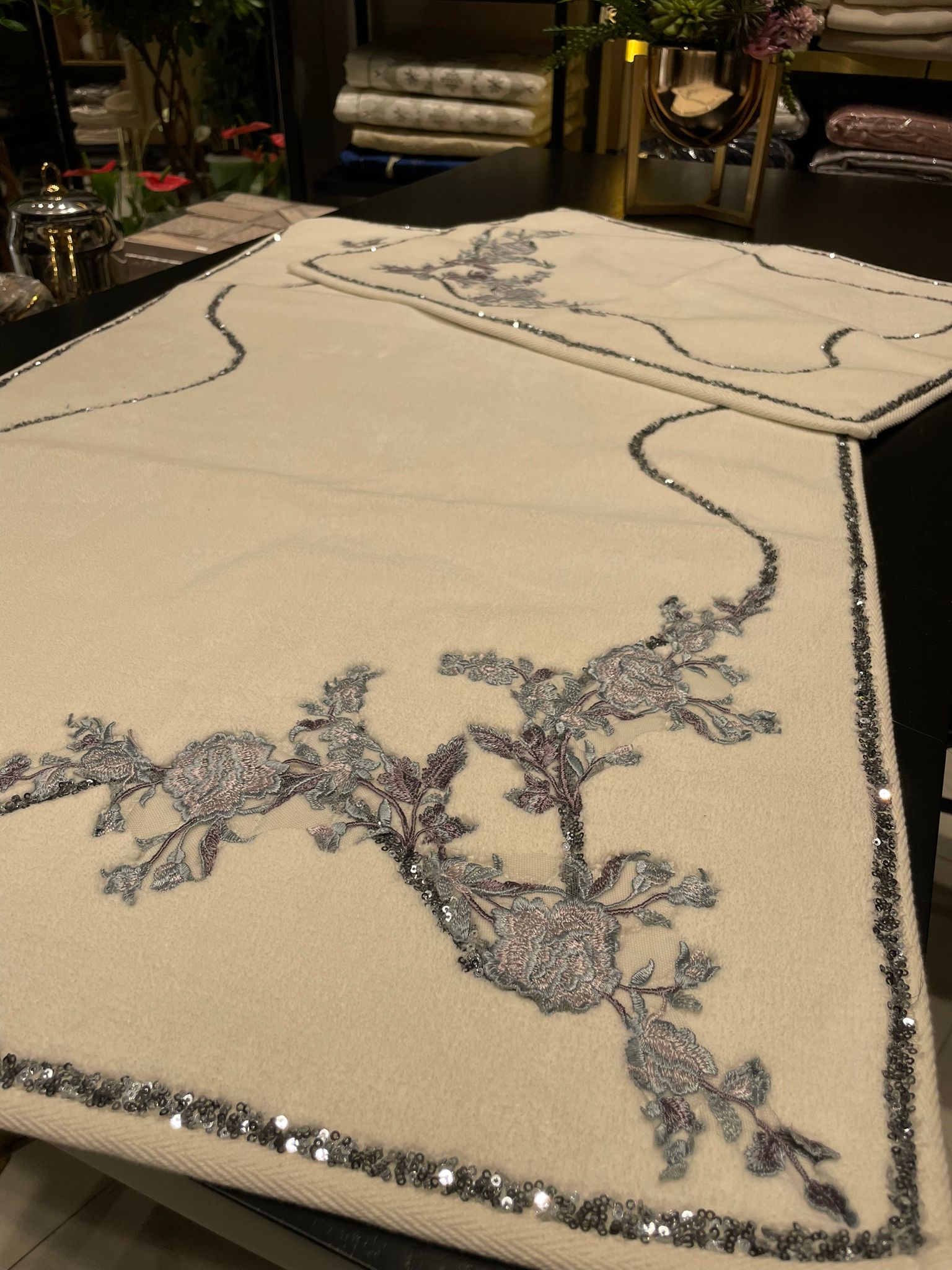 Mavi Çiçekli Paspas