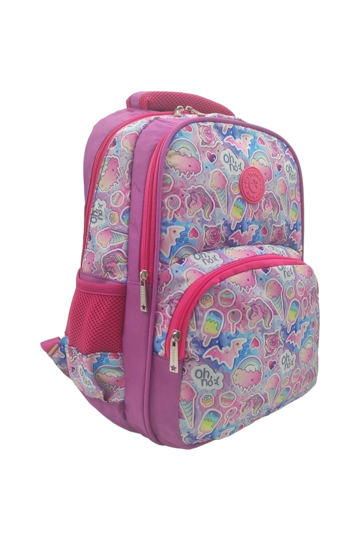 Canlı Renk Ve Farklı Figürleriyle İlköğretim Okul Sırt Çantası+Beslenme Çantası 2'li Takım