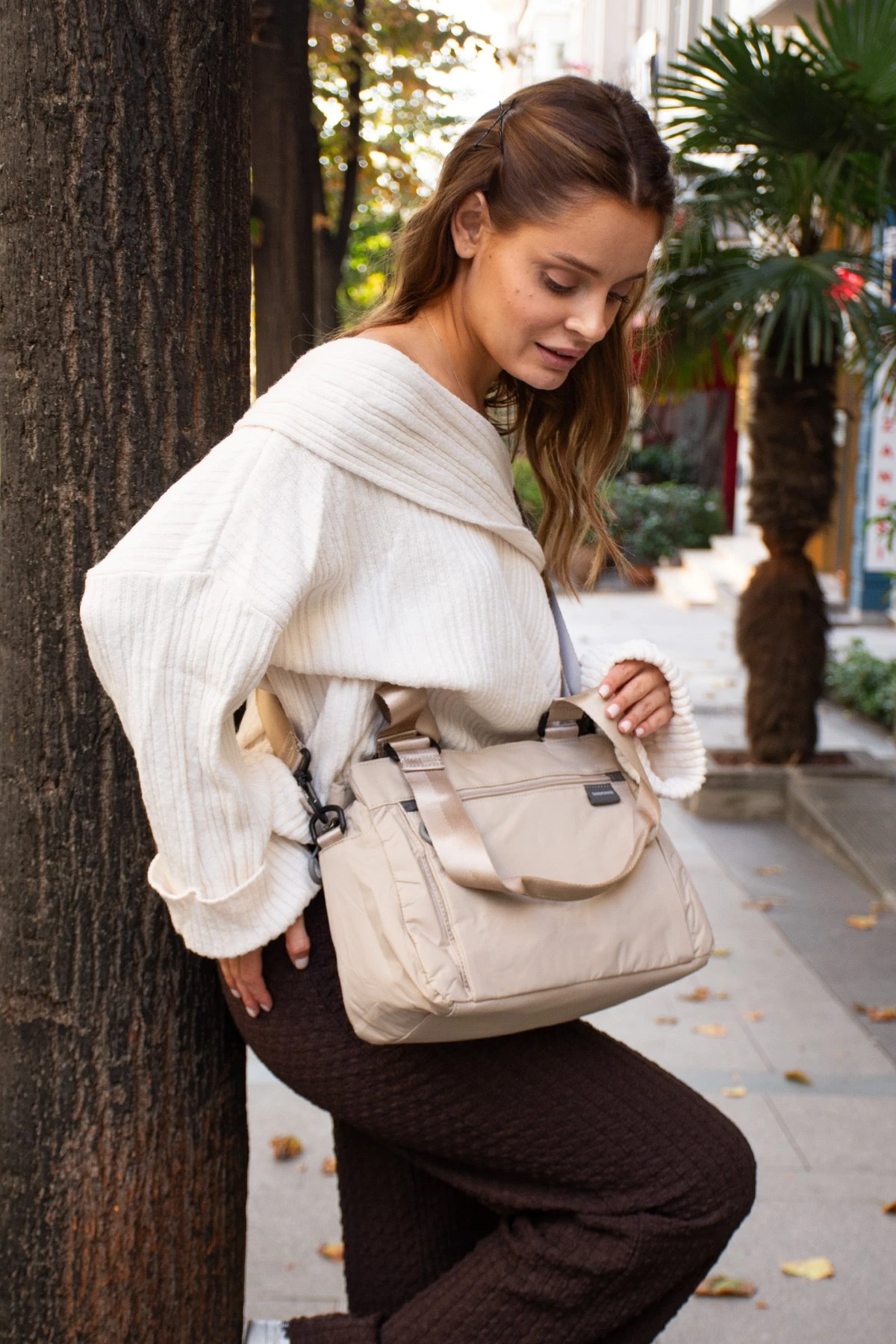 5 Gözlü Desenli Paraşüt Kumaş Ayarlanabilir Çapraz Askılı El Ve Omuz Çantası