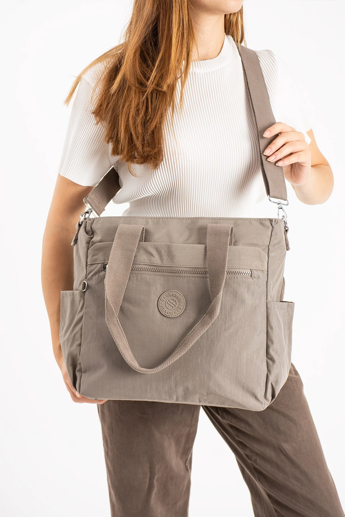 Kadın Büyük Boy Çok Bölmeli Suya Dayanıklı Çapraz Ve Omuz Askılı Çanta