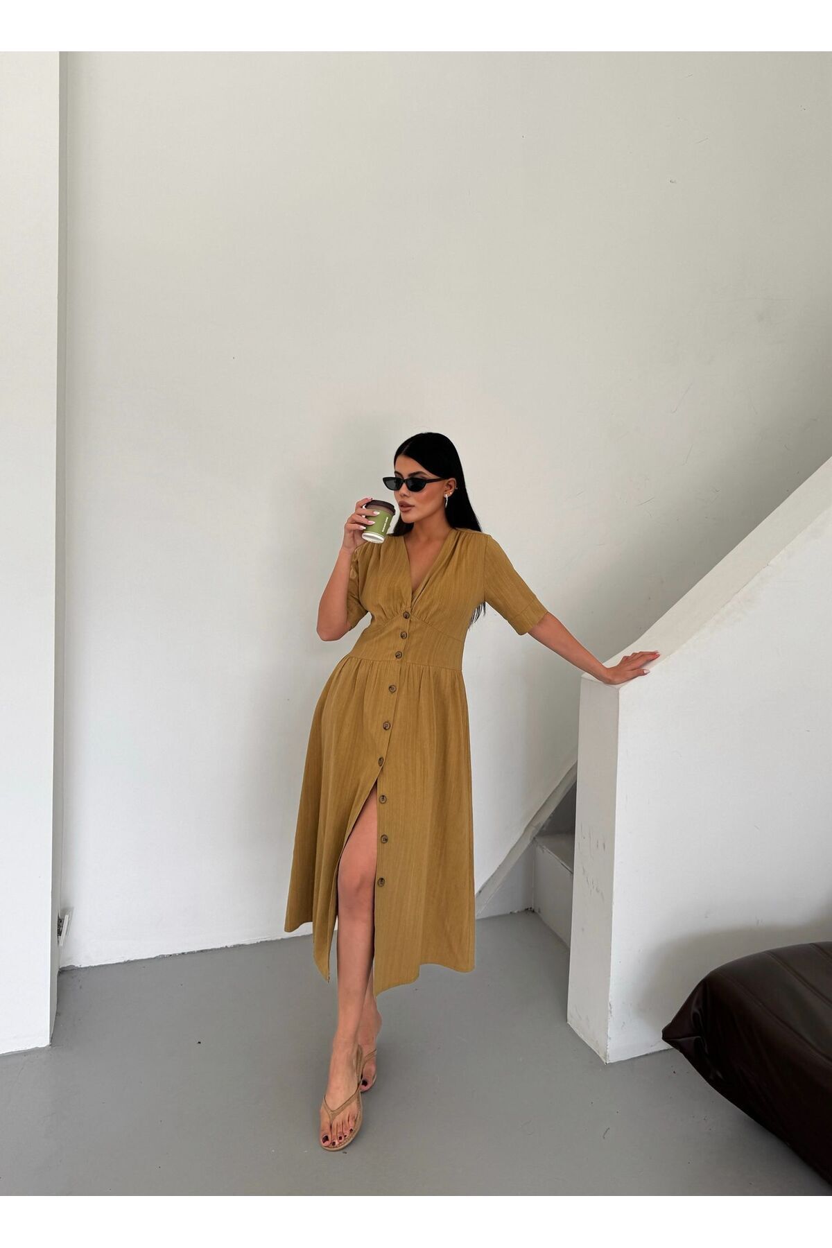 Keten Elbise Model Yazlık Şık Elbise