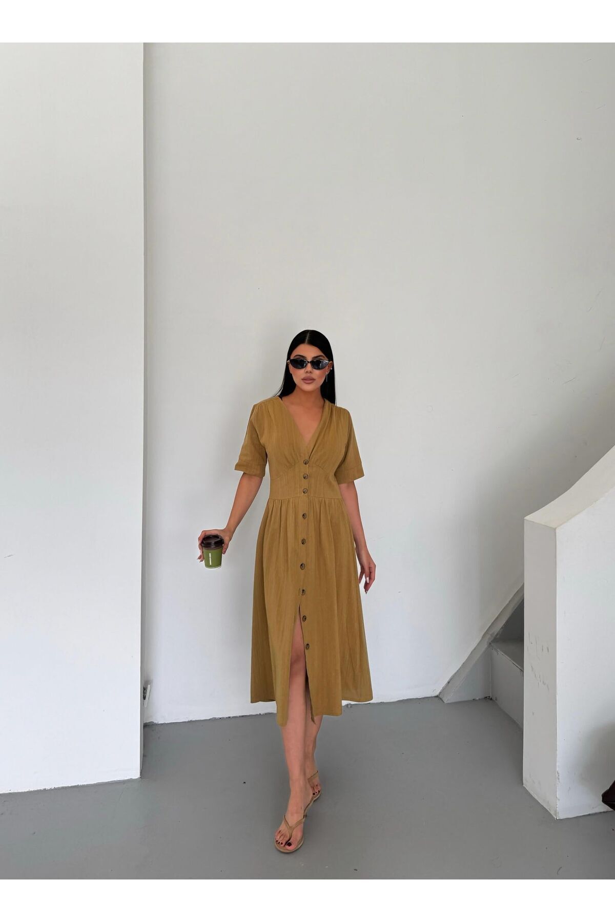 Keten Elbise Model Yazlık Şık Elbise