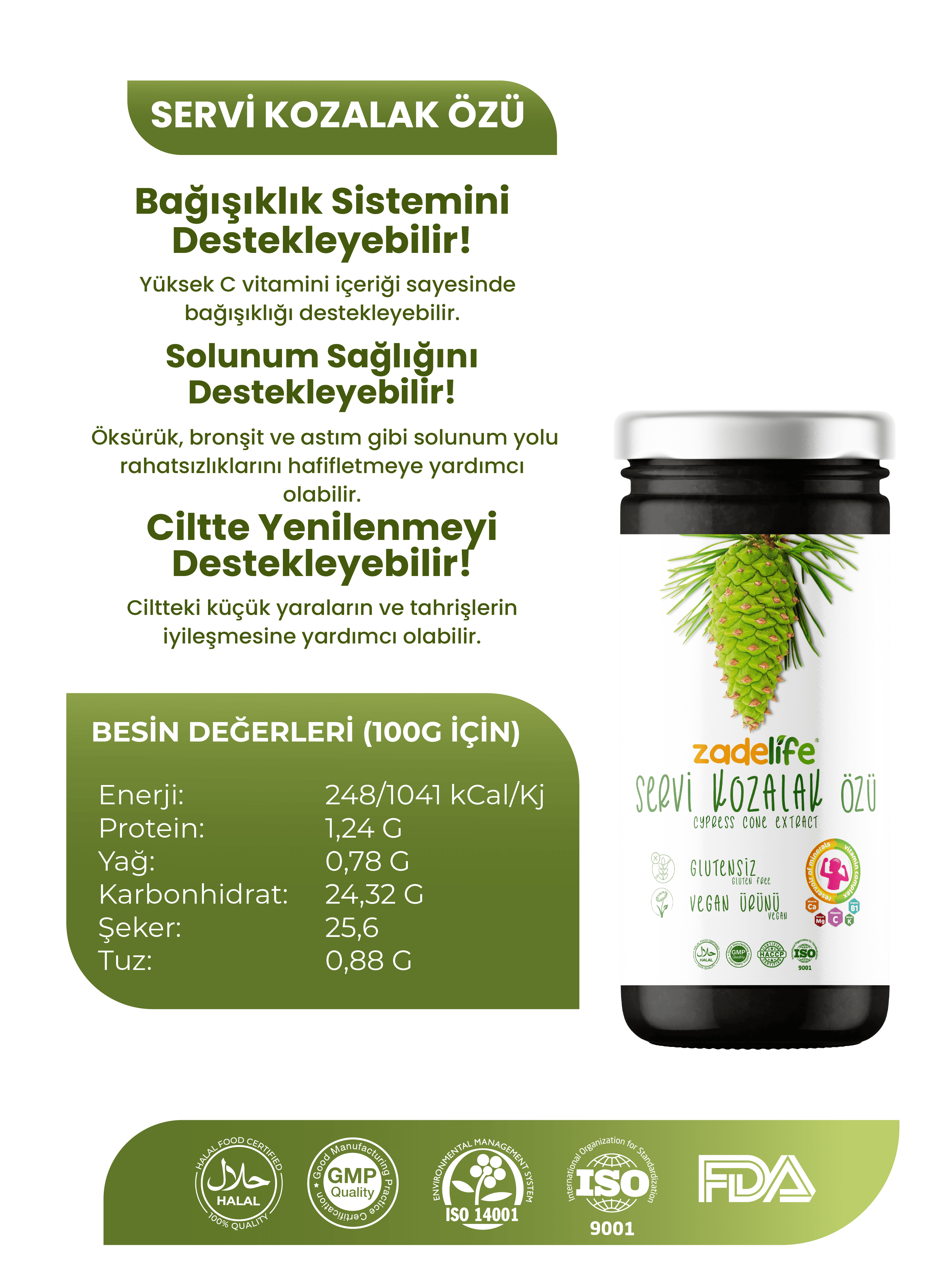 Zadelife® Servi Kozalak Özü 315 Gram