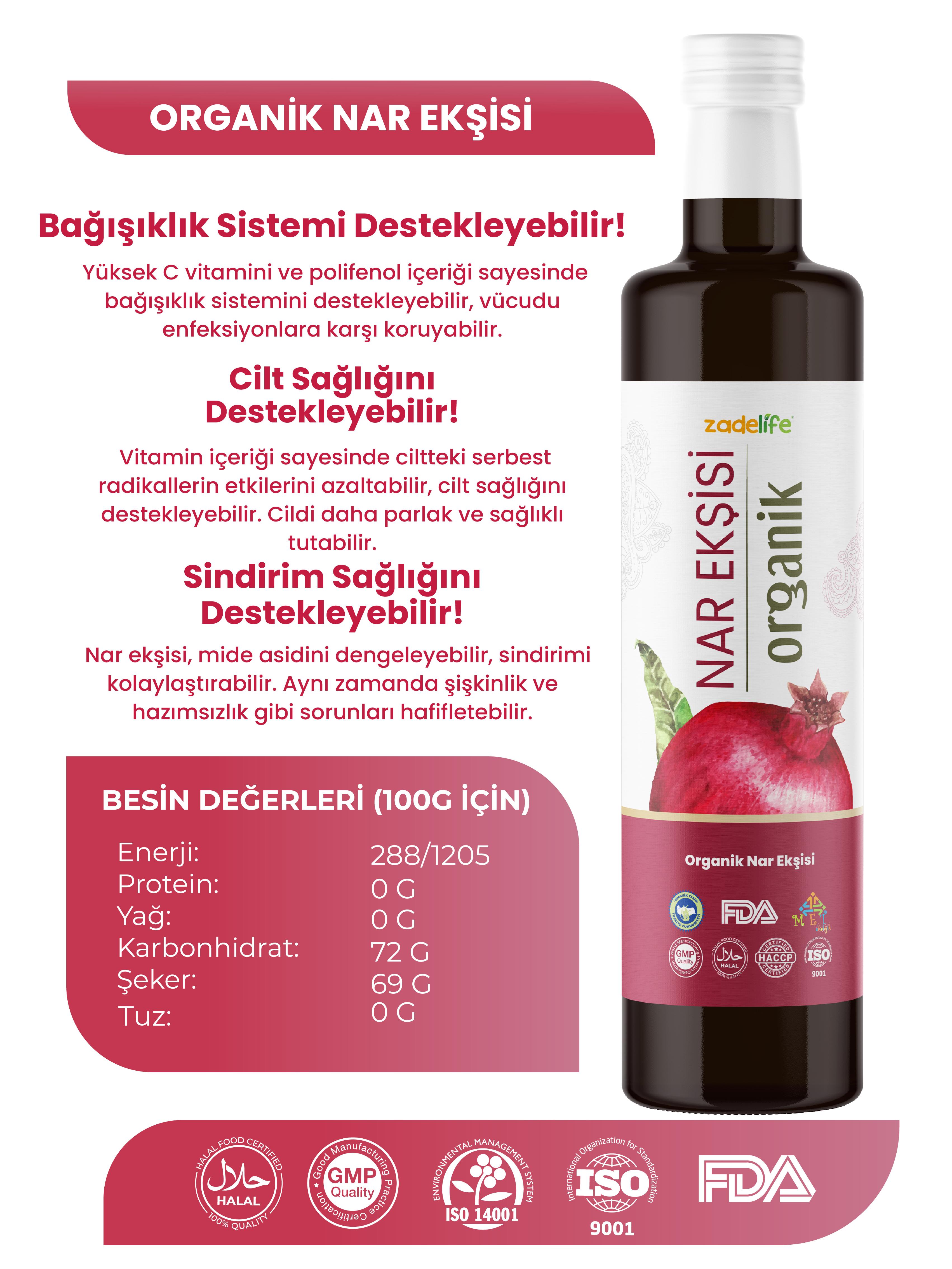 Zadelife® Organik Nar Ekşisi - FDA Onaylı 700 Gr