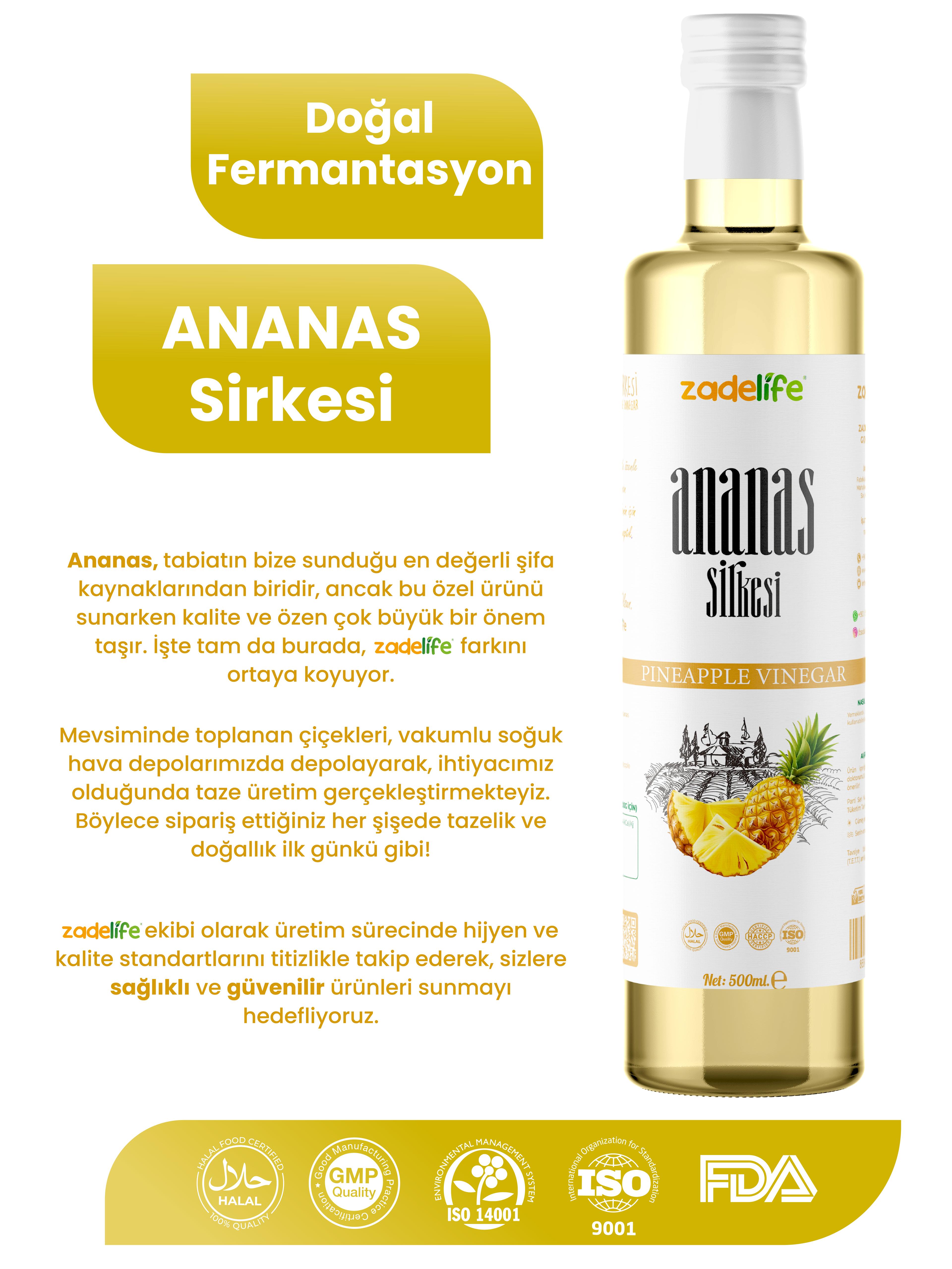 Zadelife® Ananas Sirkesi 500 Ml