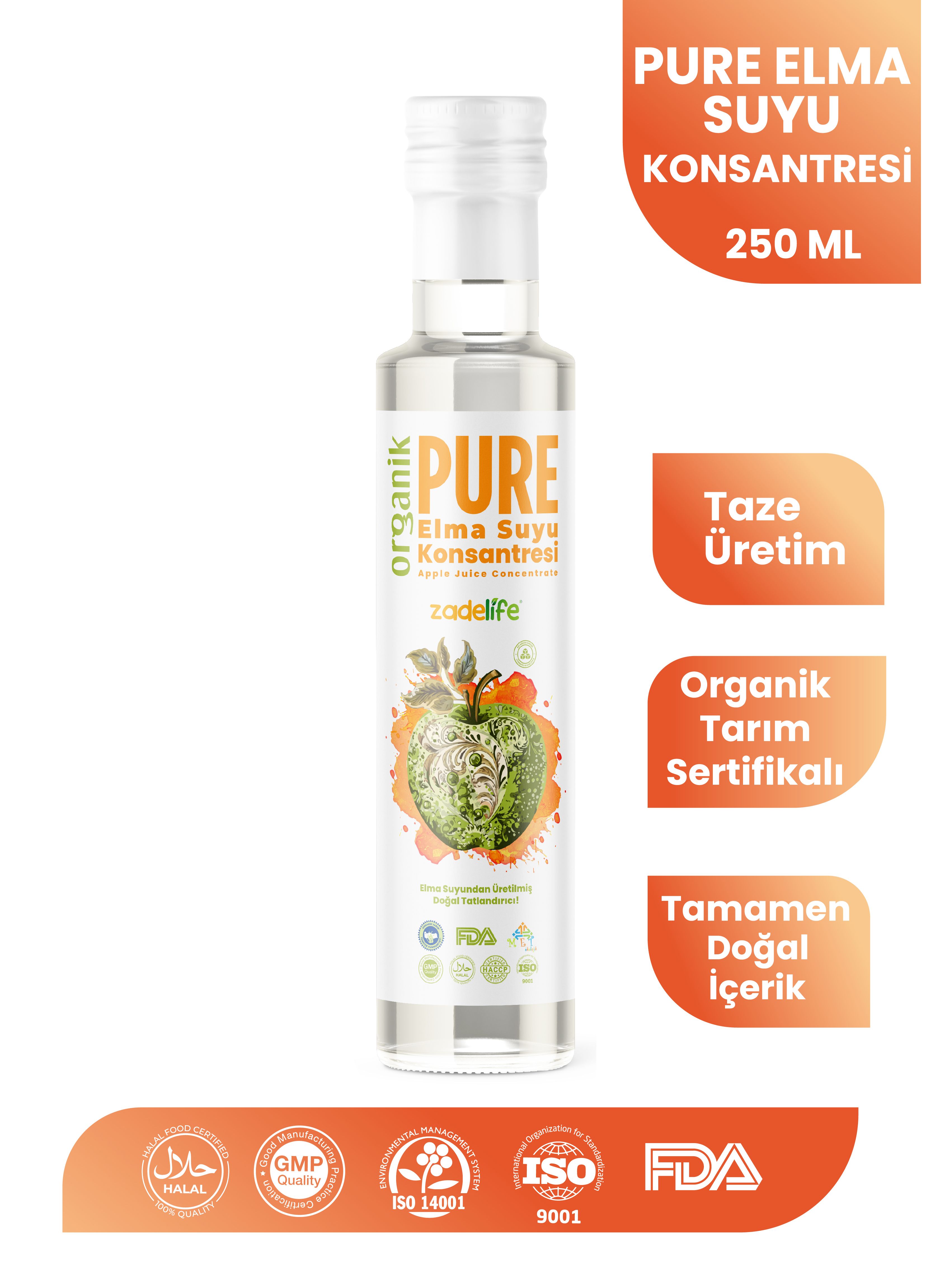 Organik Elma Suyu Konsantresi FDA Onaylı 250 Ml