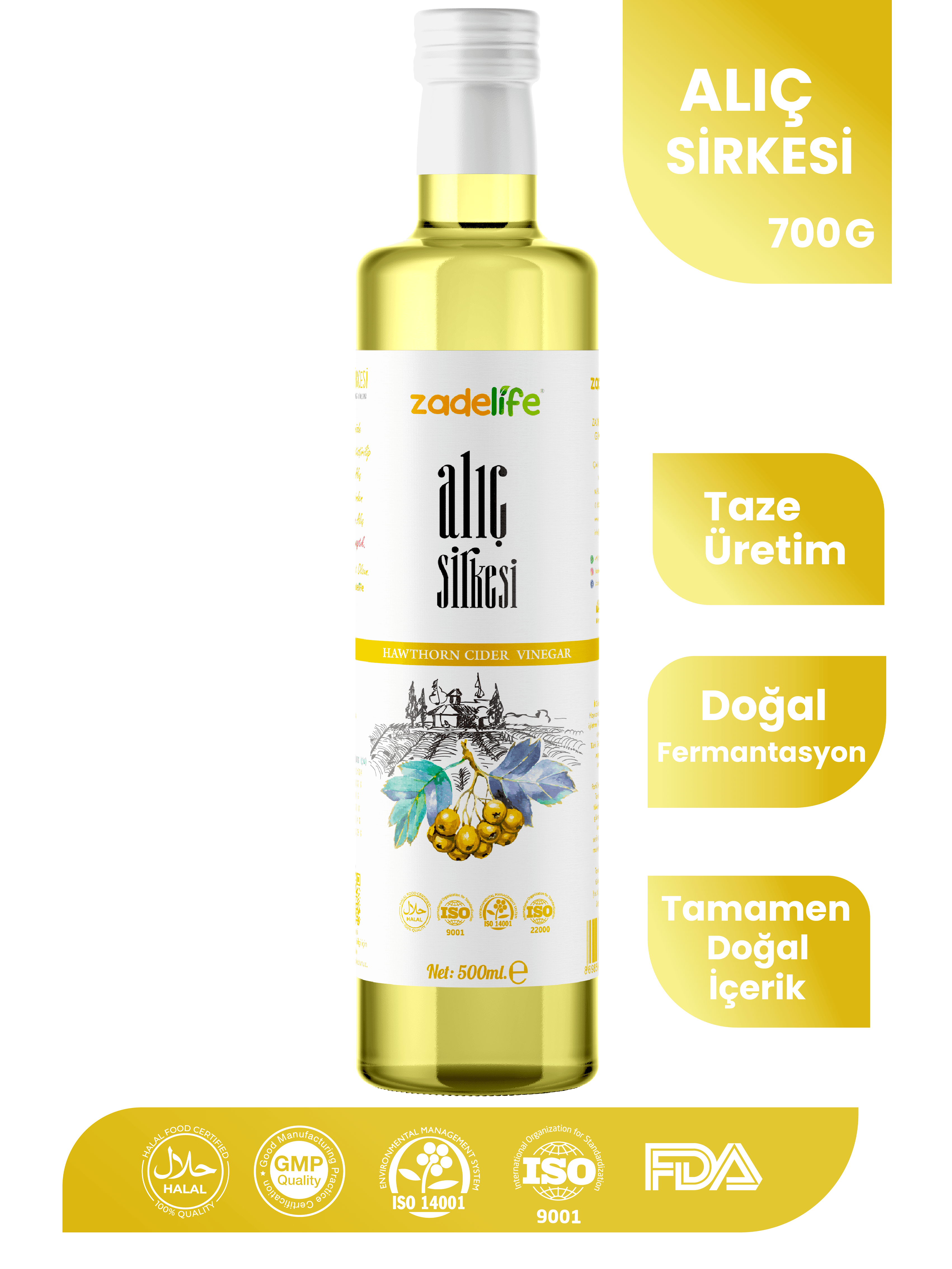 Zadelife® Alıç Sirkesi 500 Ml