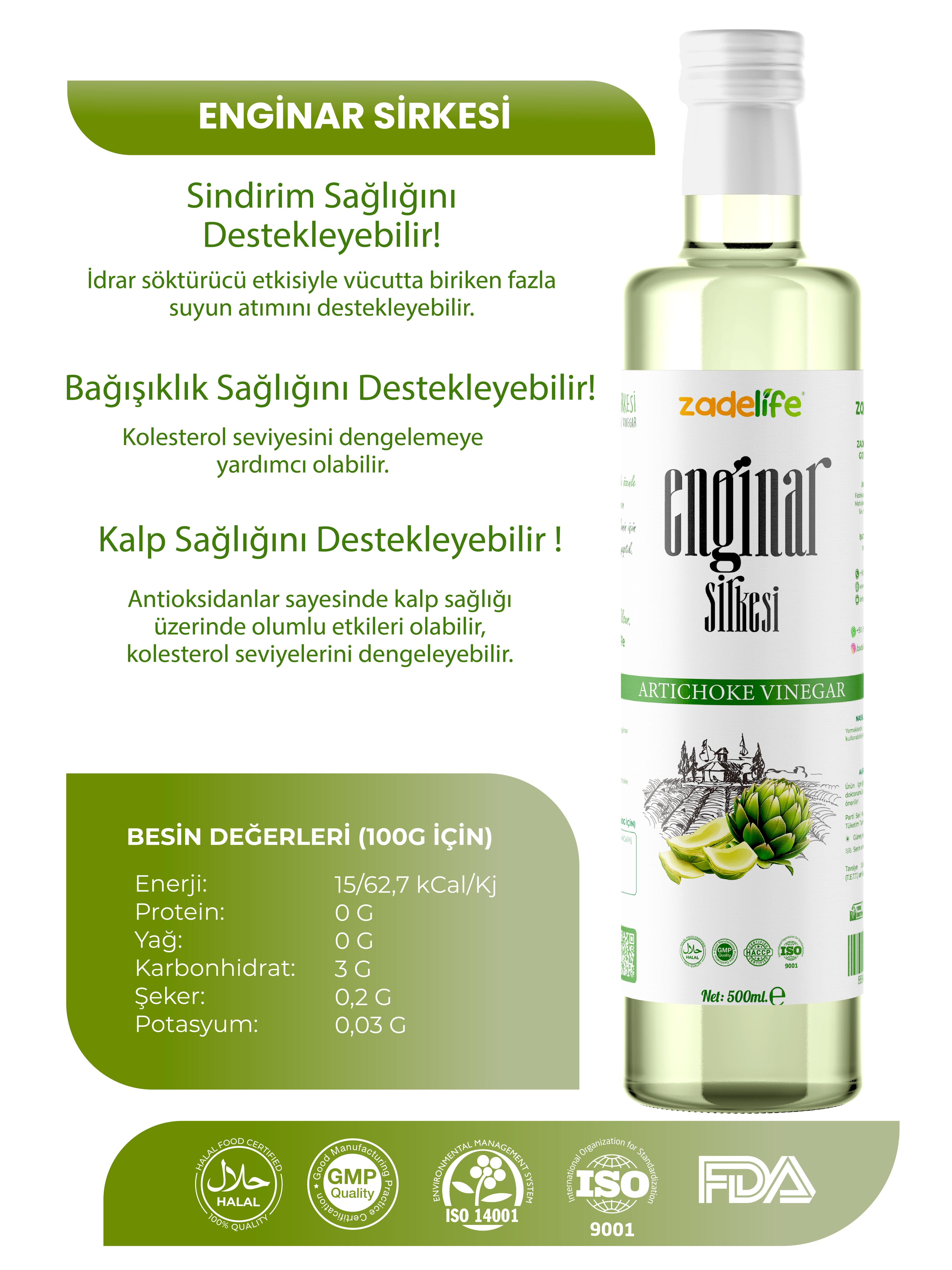 Enginar Sirkesi 500 Ml
