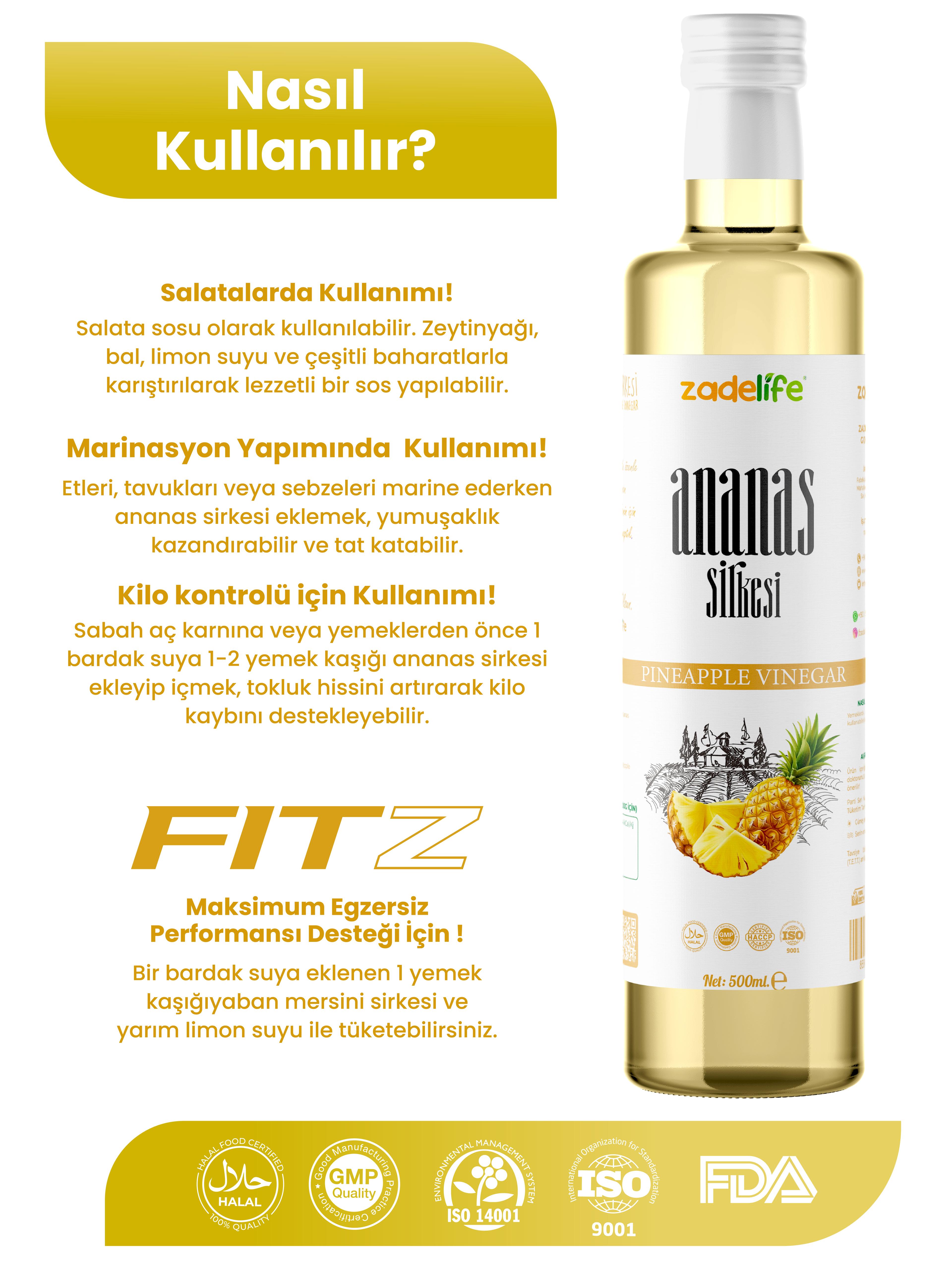 Zadelife® Ananas Sirkesi 500 Ml