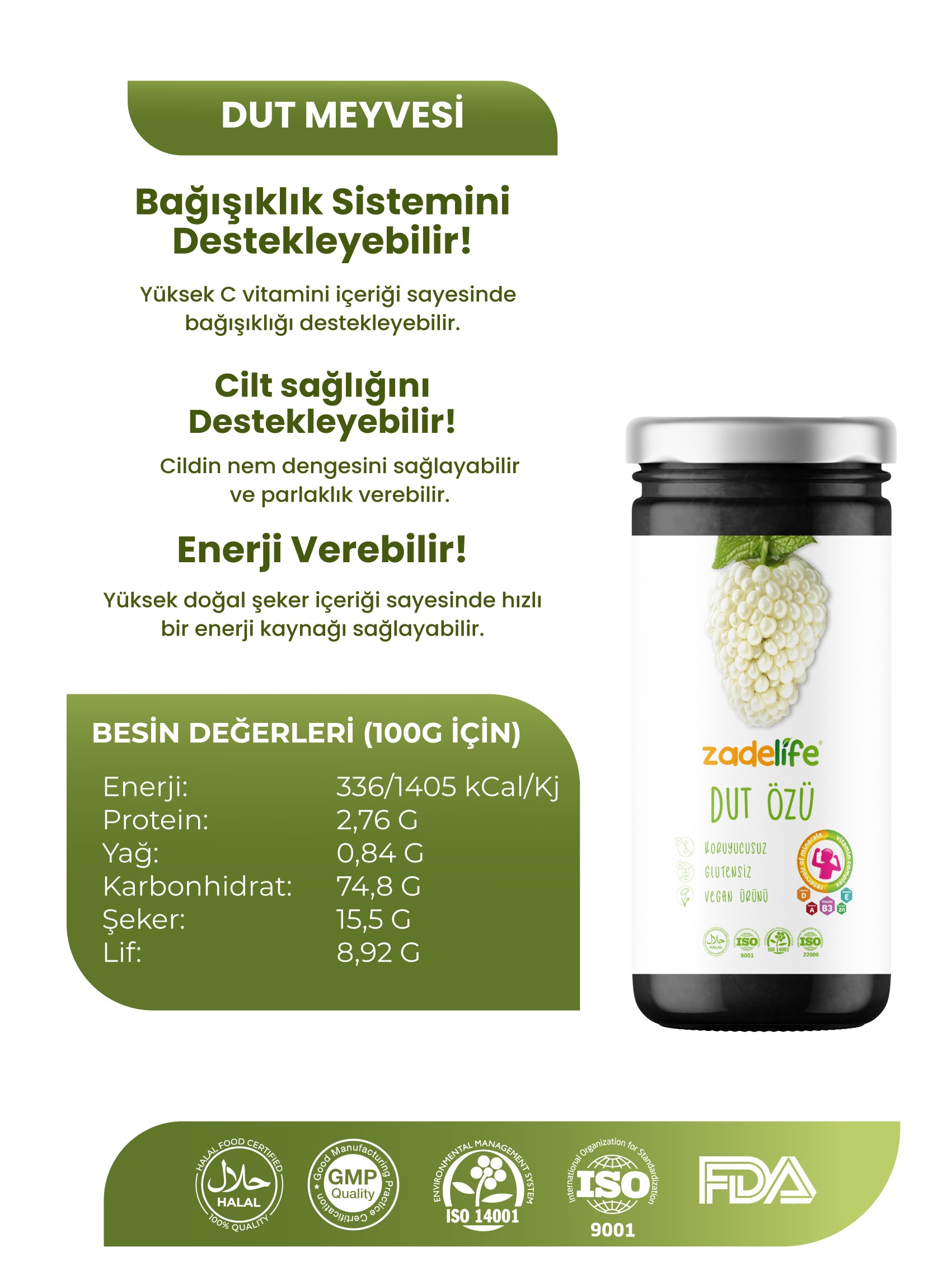 Zadelife® Dut Özü 315 Gram