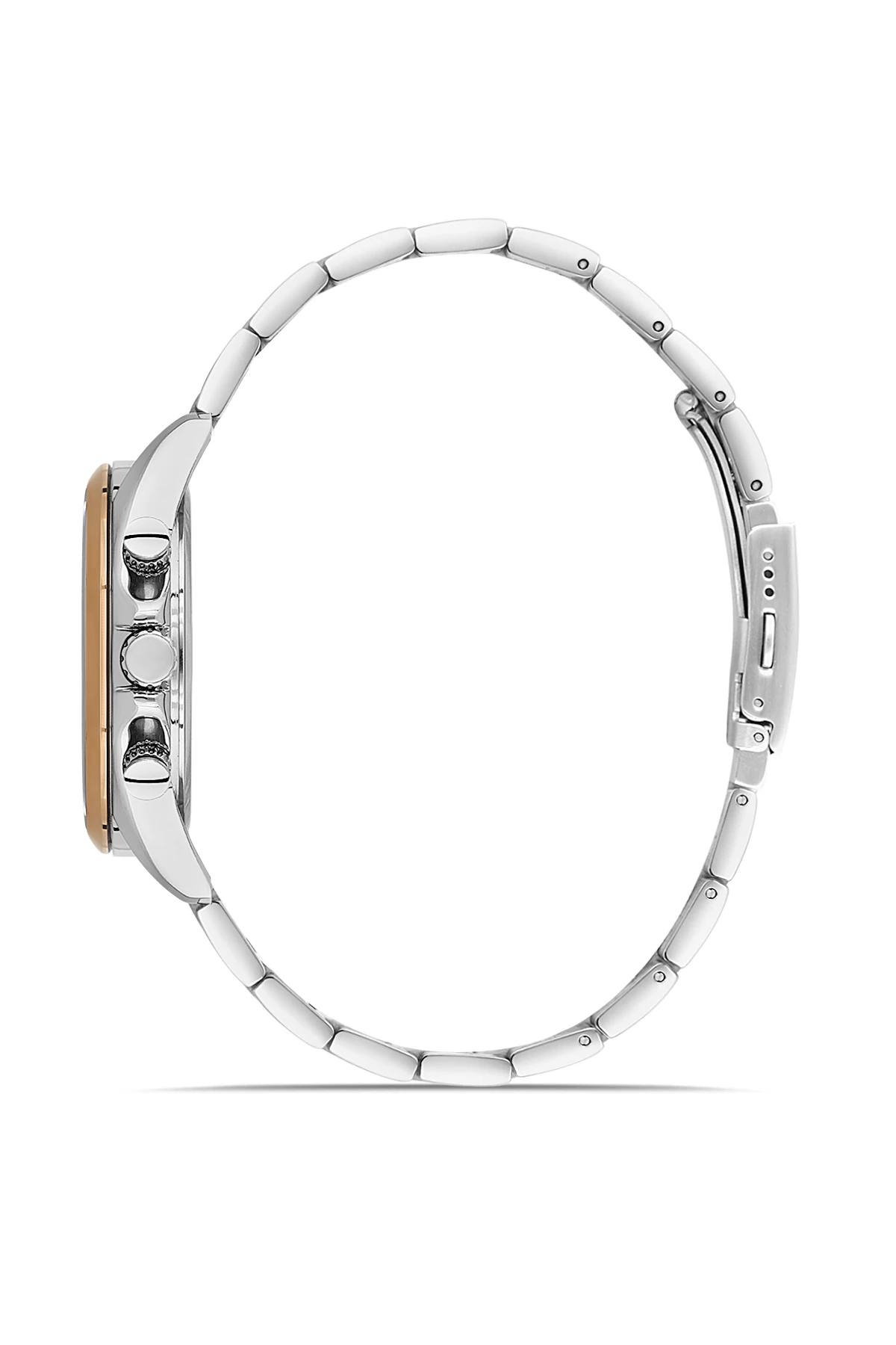 Wel2510-7 Erkek Kol Saati Kronometreli, Çelik Kasa Kordon, Su Geçirmez, Silver Gold Renk