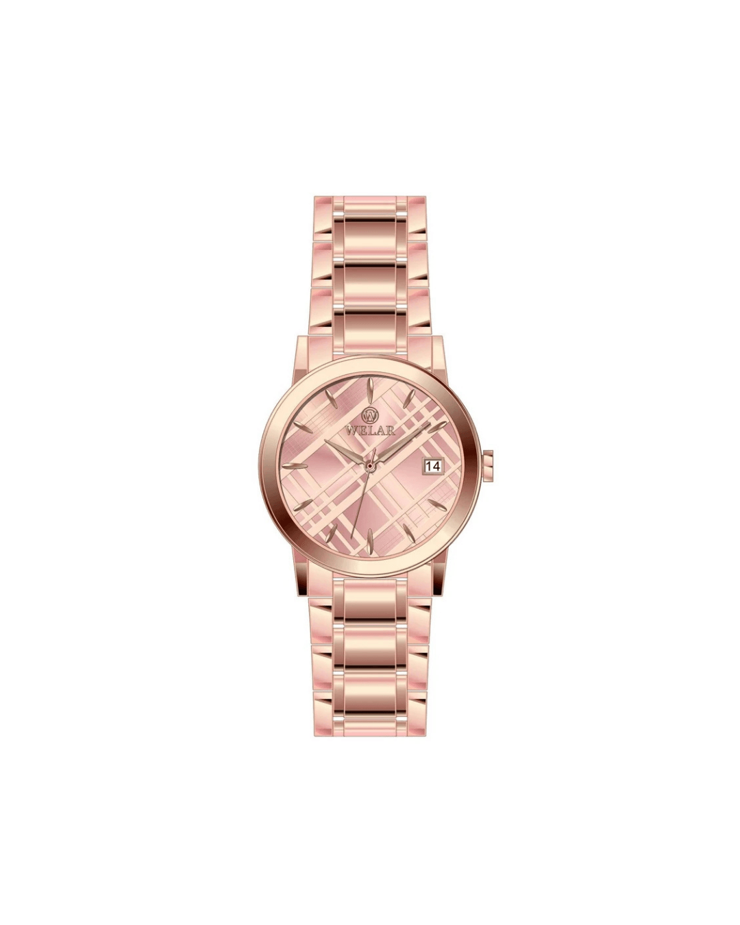 WEL3401-4 Rose Gold Kadran ve Kordon Çelik Kadın Kol Saati