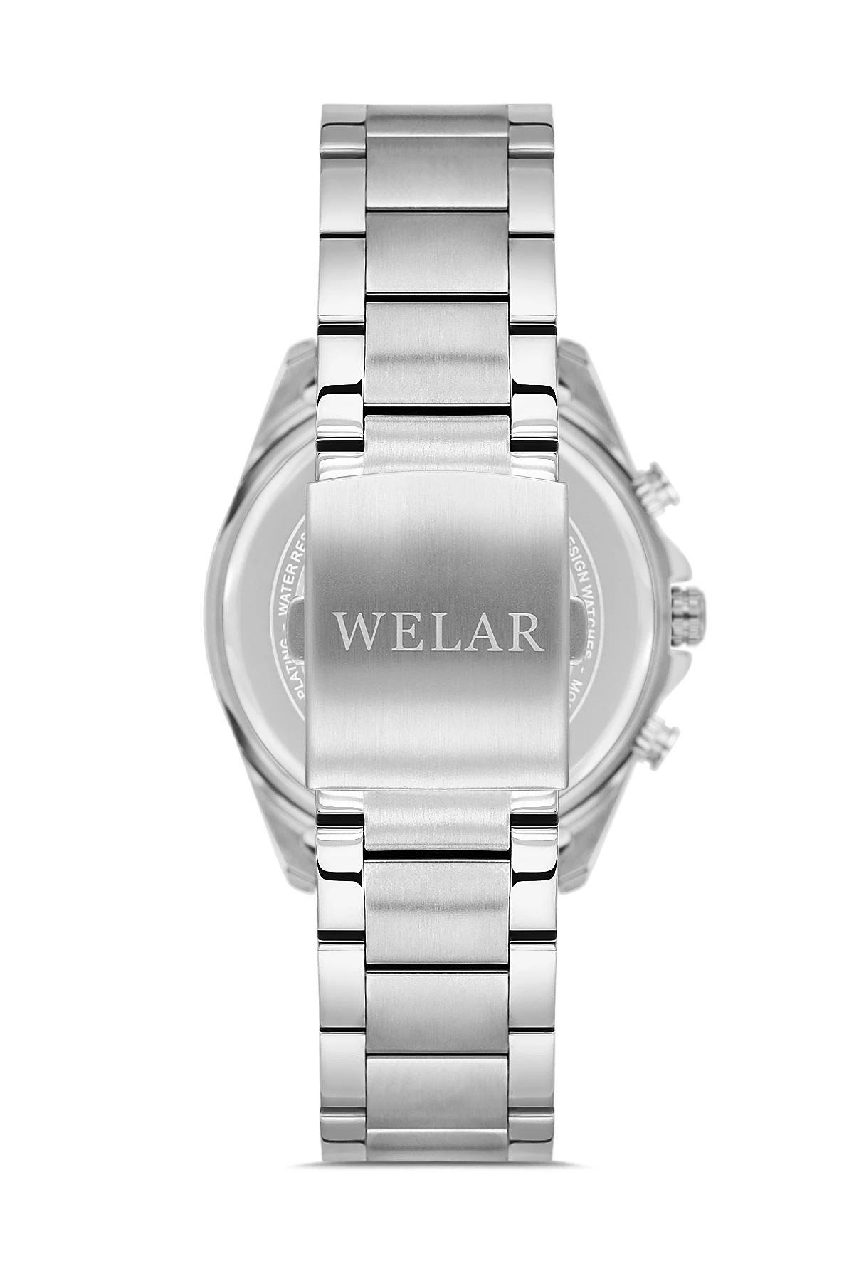 Wel2510-3 Erkek Kol Saati Kronometreli, Çelik Kasa Kordon, Su Geçirmez, Silver Renk