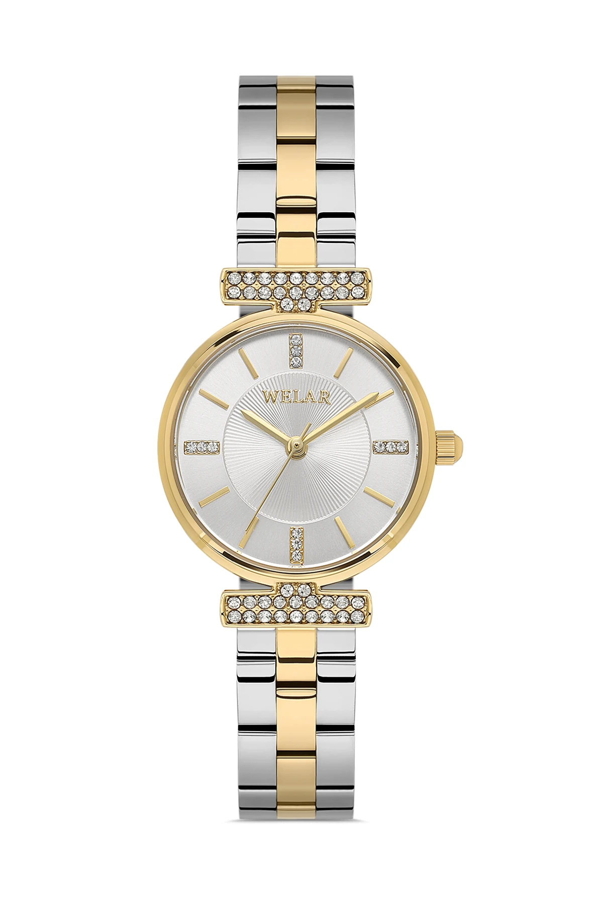 Wel 2503-2 Kadın Kol Saati –Çelik Kordon, Gold Silver Renk, 3 ATM Suya Dayanıklı