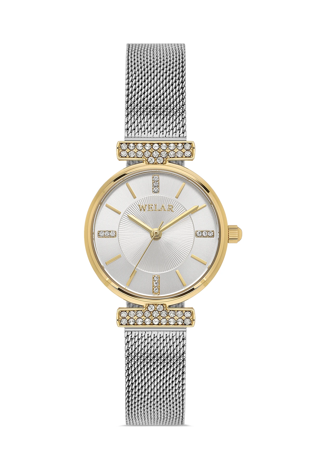 Wel 2502-2 Kadın Kol Saati – Hasır Kordon, Silver Gold Renk, 3 ATM Suya Dayanıklı