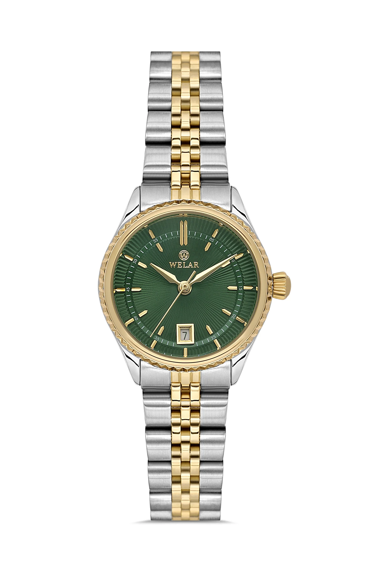 Wel 2511-3 Kadın Kol Saati – Çelik Kasa & Kordon, Takvimli, Gümüş Gold Renk, Su Geçirmez