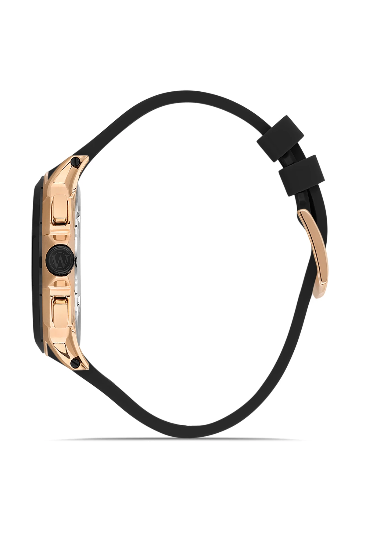 WEL5258-4 Siyah Kadran Ve Silikon Kordon Gold Kaplama Erkek Kol Saati