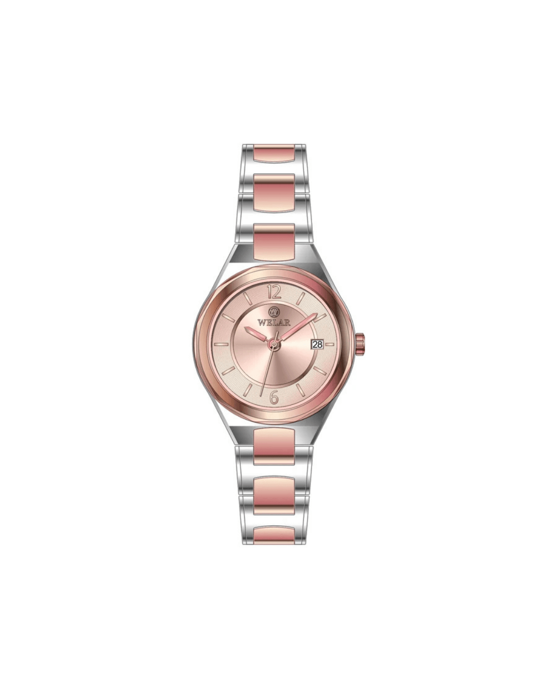 WEL2403-4 Orjinal Rose Gold/Silver Renk Paslanmaz Çelik Kadın Kol Saati 
