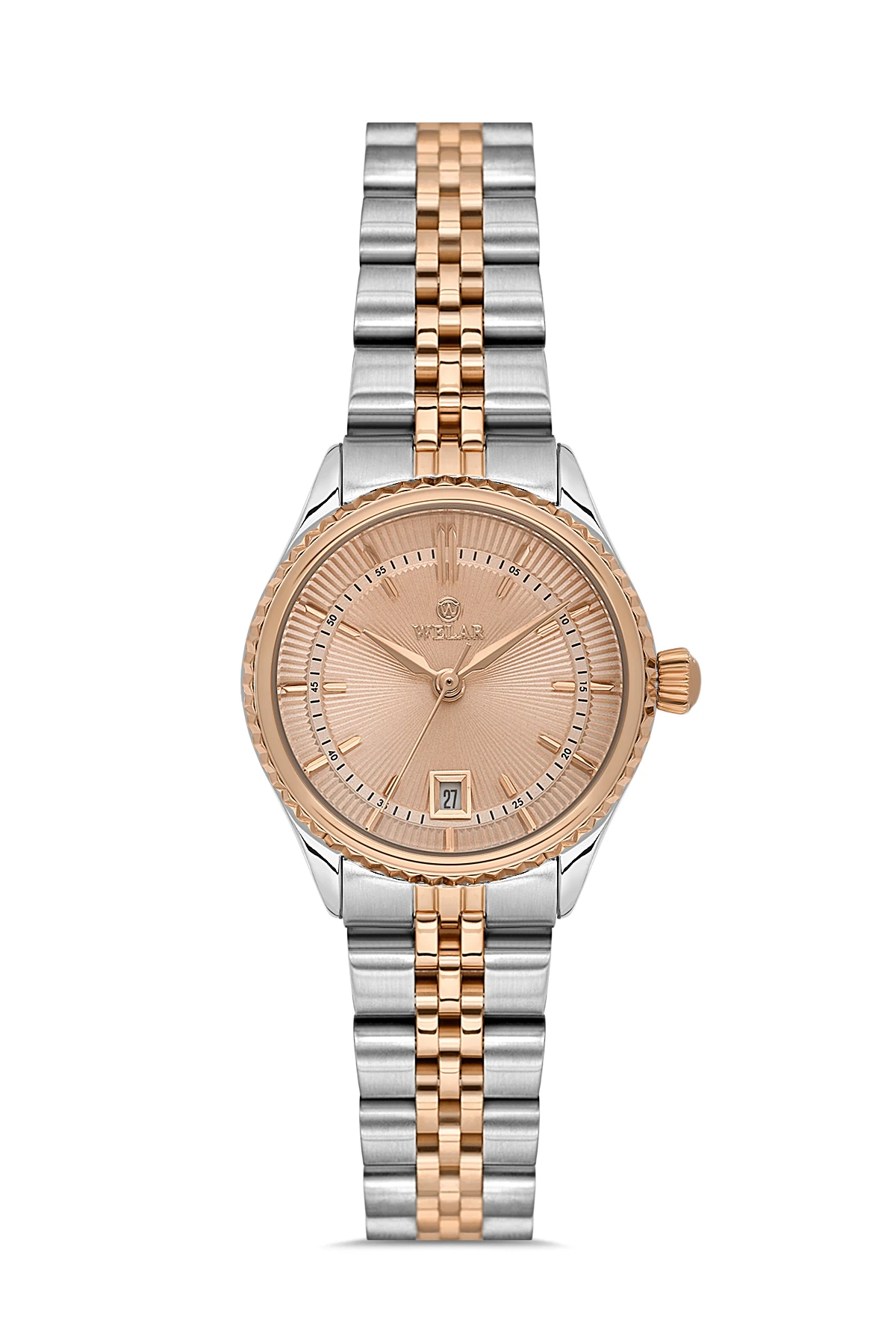 Wel 2511-7 Kadın Kol Saati – Çelik Kasa & Kordon, Takvimli, Gümüş Rose Renk, Su Geçirmez