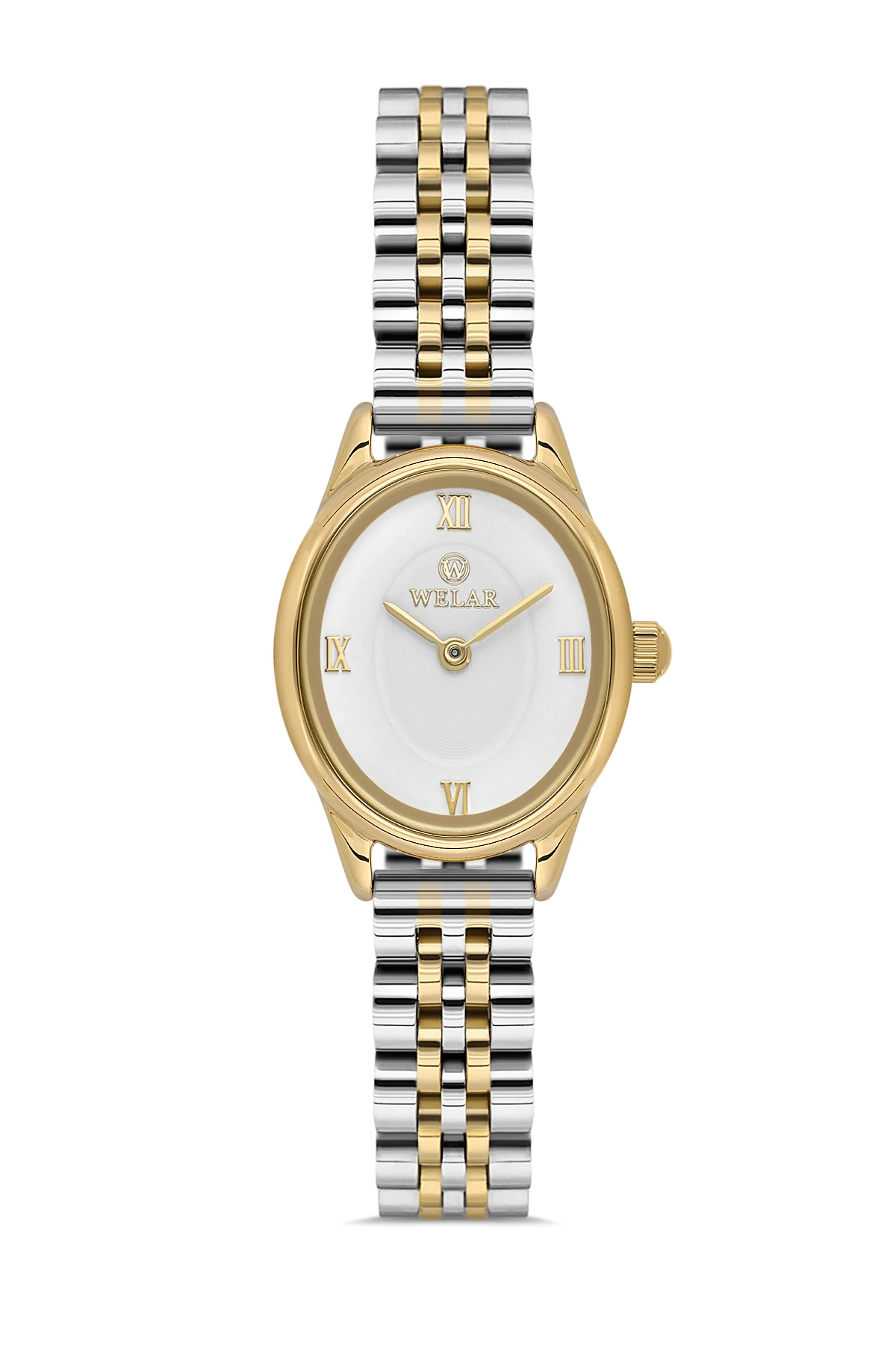 Wel 2507-3 Kadın Kol Saati –Çelik Kordon, Gold Silver Renk, 3 ATM Suya Dayanıklı