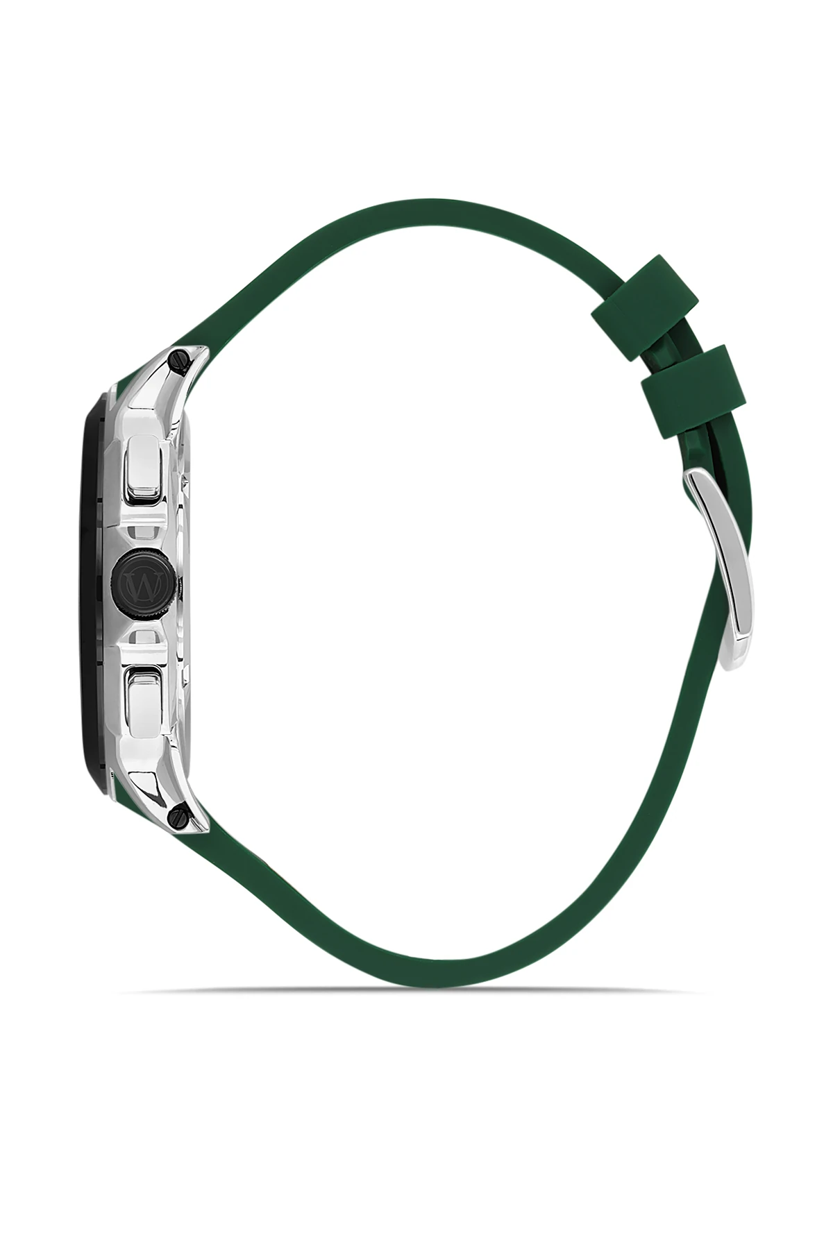 WEL5258-7 Yeşil Kadran ve Silikon Kordon Gümüş Silver Kaplama Erkek Kol Saati